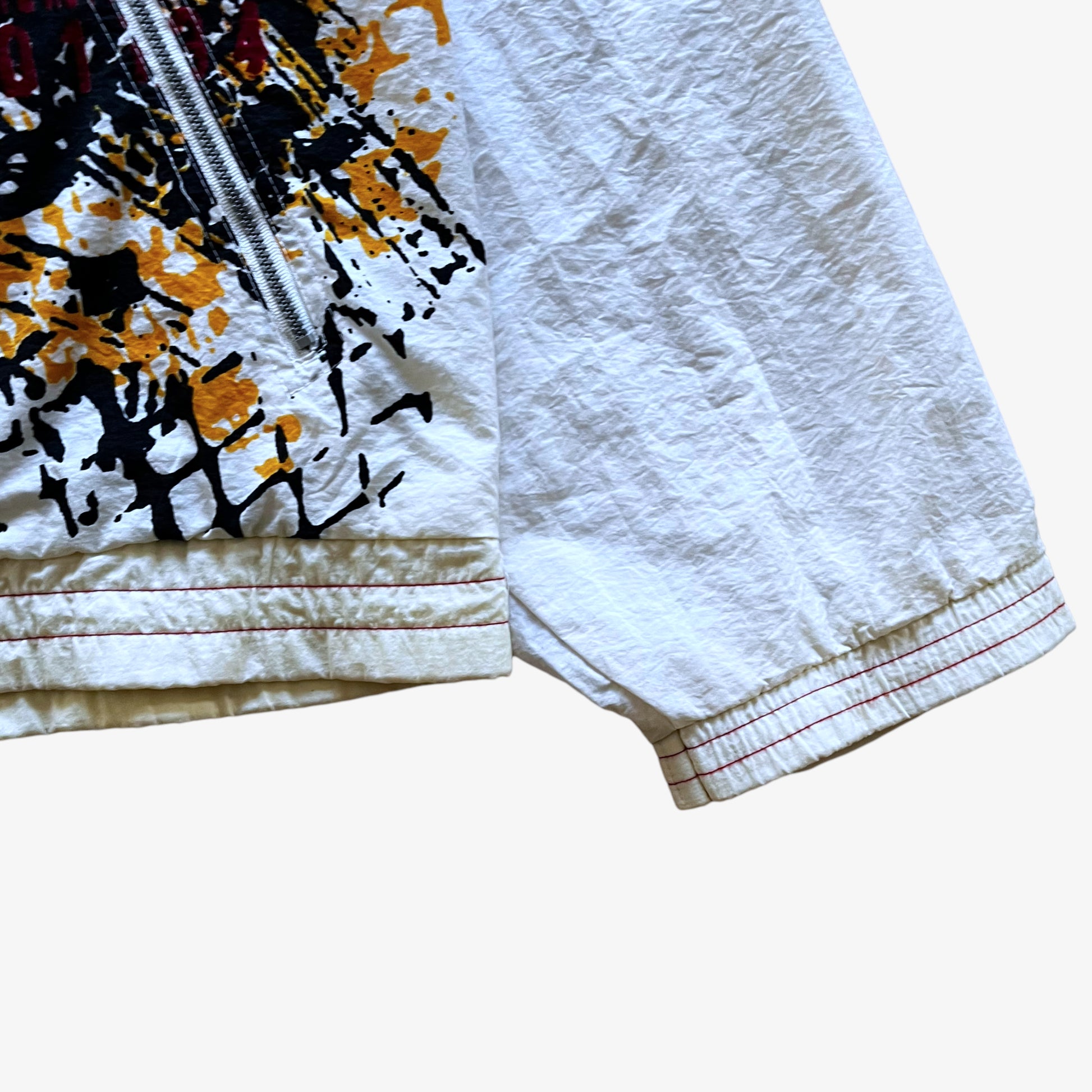 Vintage 90s Mens Reebok Abstract White Track Jacket Cuff - Casspios Dream