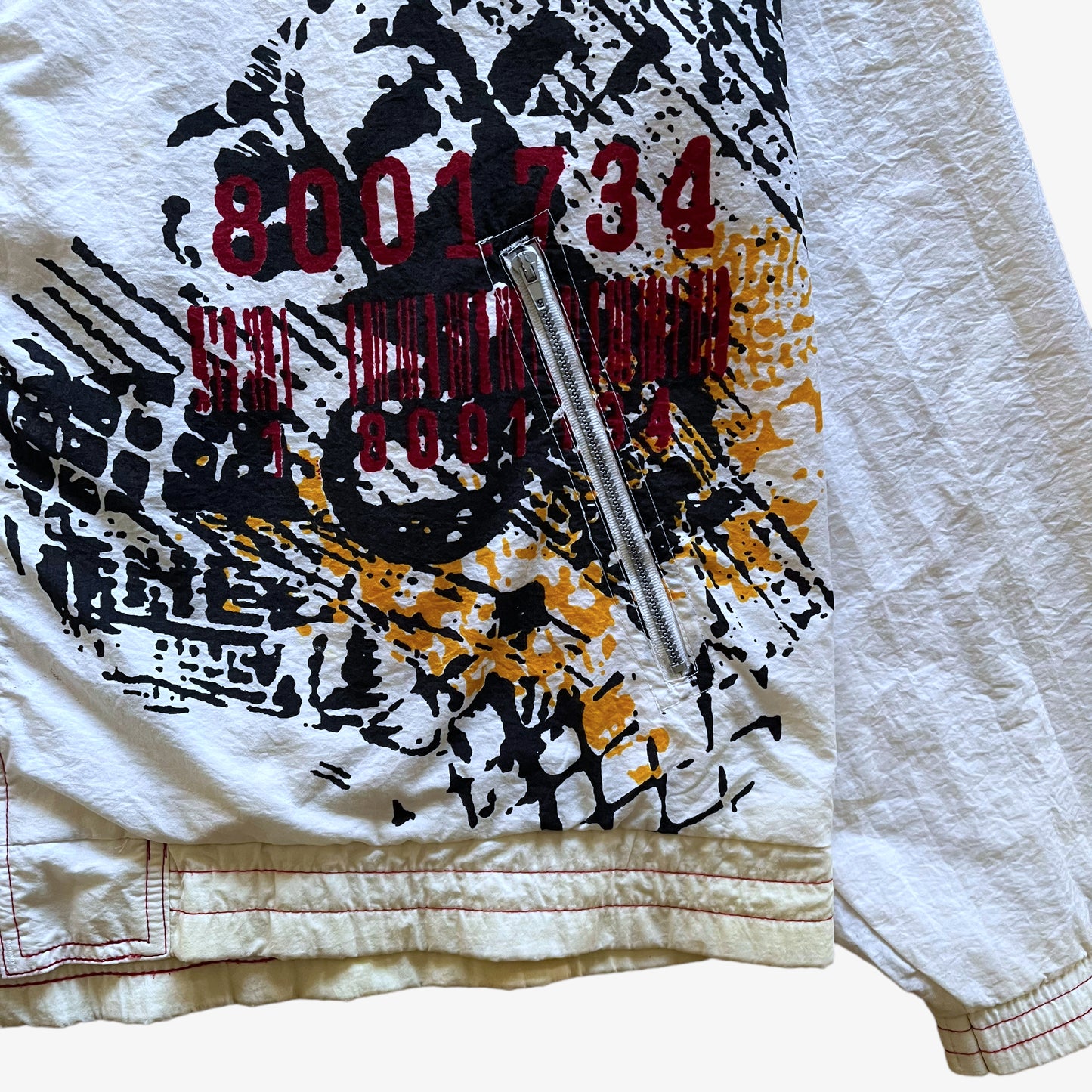Vintage 90s Mens Reebok Abstract White Track Jacket Pocket - Casspios Dream