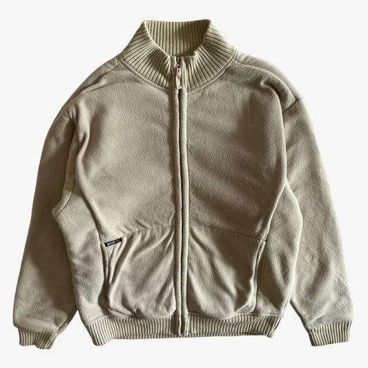 Vintage 90s Mens Schott NYC Beige Fleece Jacket With Sherpa Lining - Casspios Dream