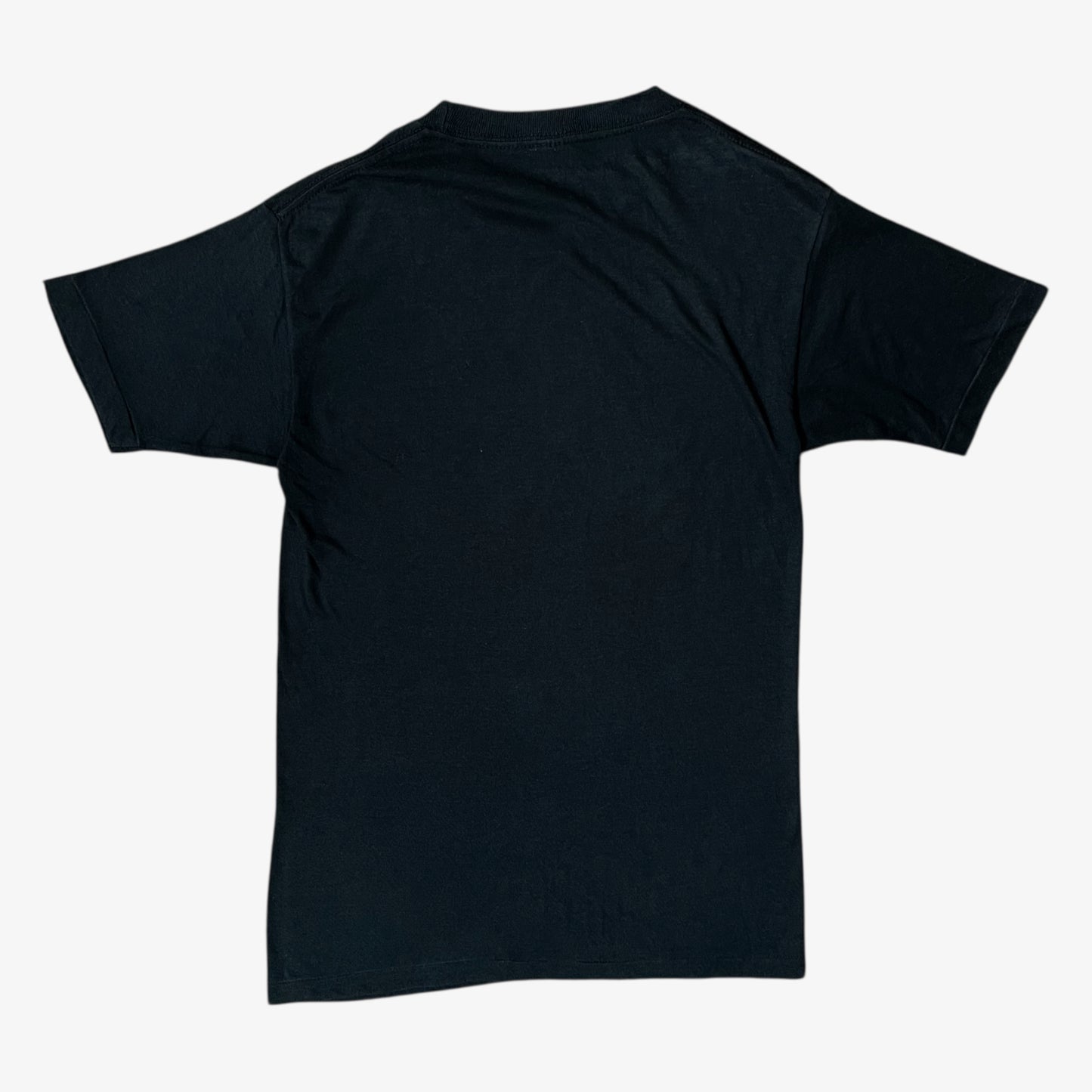 Back of vintage 90s men's Screen Stars MTV Jackass Johnny Knoxville print black single stitch t-shirt.