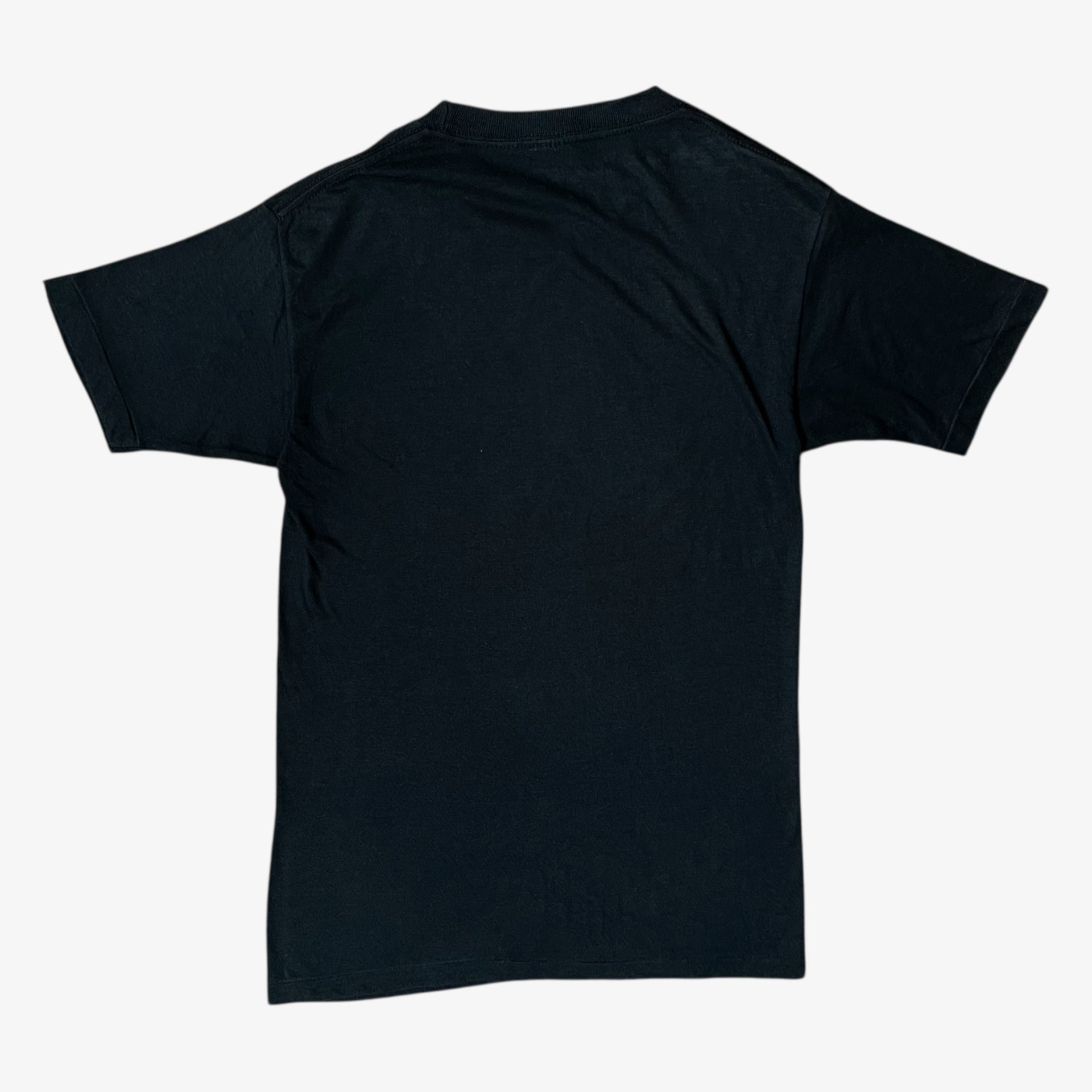 Back of vintage 90s men's Screen Stars MTV Jackass Johnny Knoxville print black single stitch t-shirt.