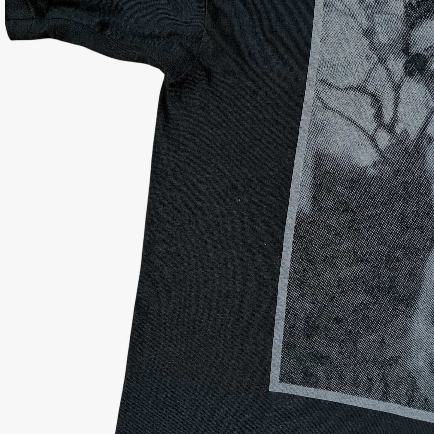 Patina of vintage 90s men's Screen Stars MTV Jackass Johnny Knoxville print black single stitch t-shirt.