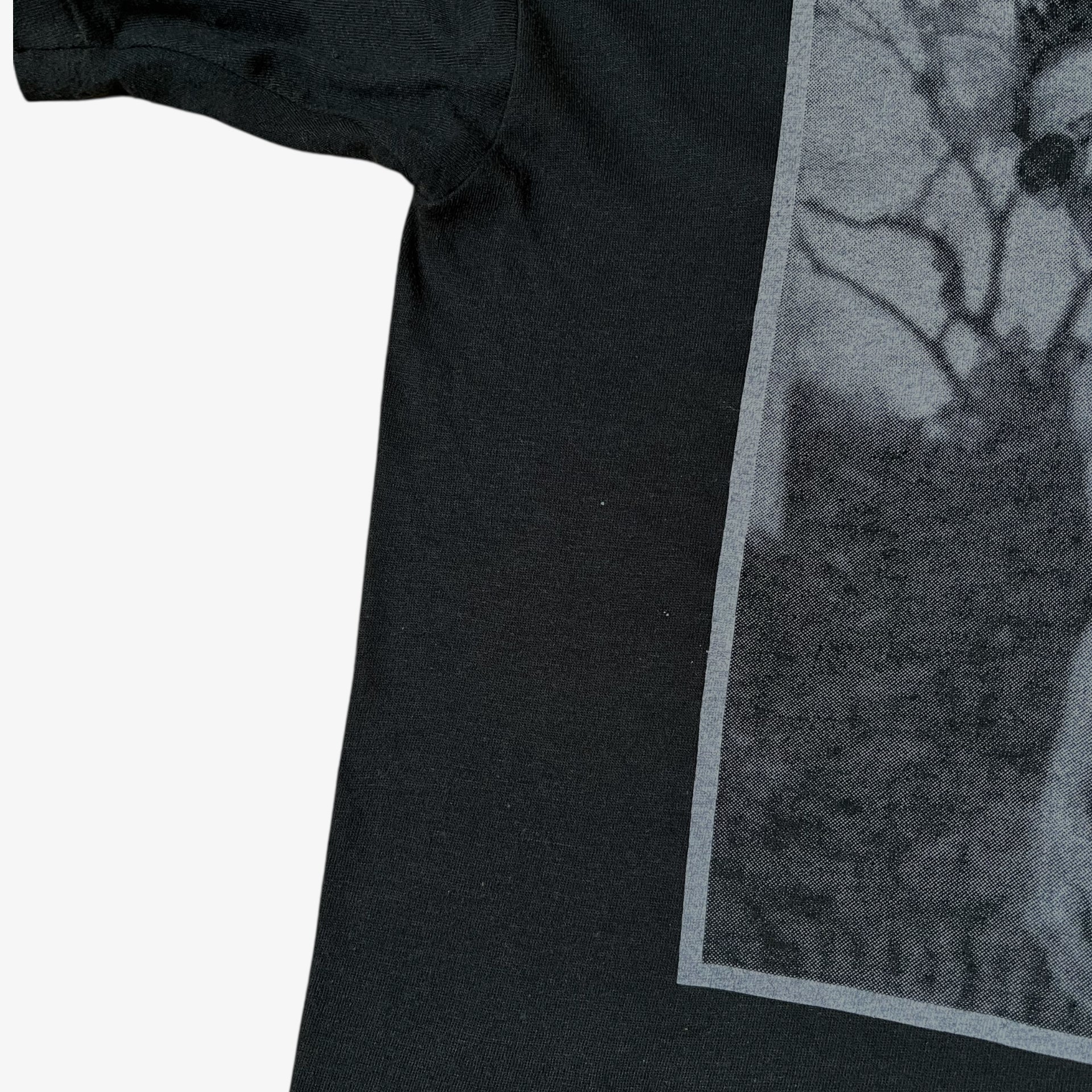 Patina of vintage 90s men's Screen Stars MTV Jackass Johnny Knoxville print black single stitch t-shirt.