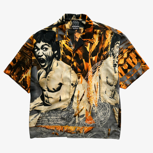 Vintage 90s Mens Universal Studios Bruce Lee Enter The Dragon Short Sleeve Hawaiian Shirt - Casspios Dream