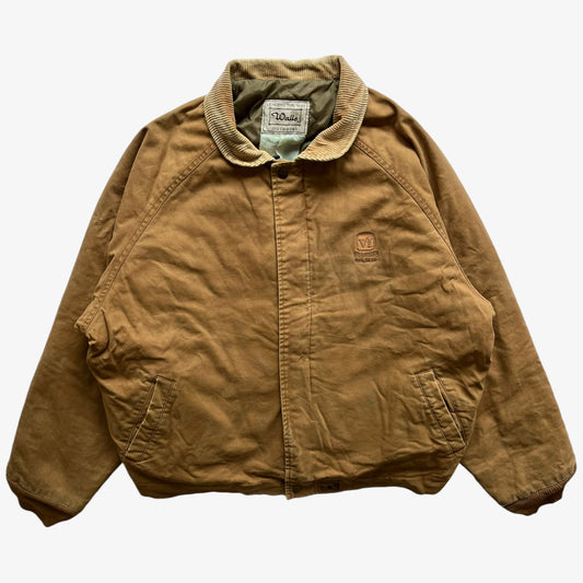 Vintage 90s Mens Walls Brown Workwear Jacket With Corduroy Collar - Casspios Dream