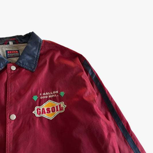 Vintage 90s Mens Workers Gas Oil Burgundy And Navy Jacket Logo - Casspios Dream