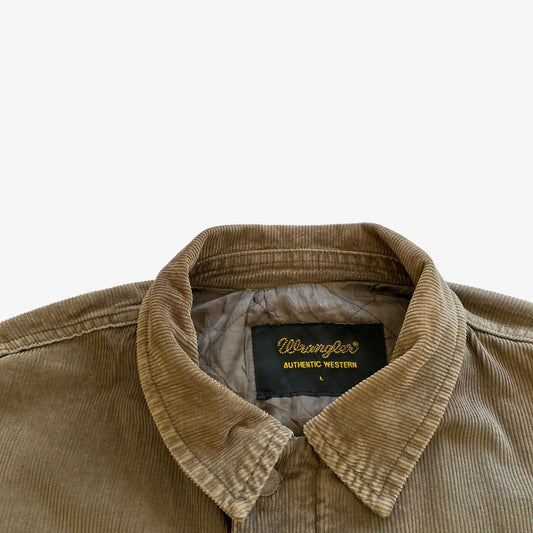 Vintage 90s Mens Wrangler Khaki Corduroy Jacket Label - Casspios Dream