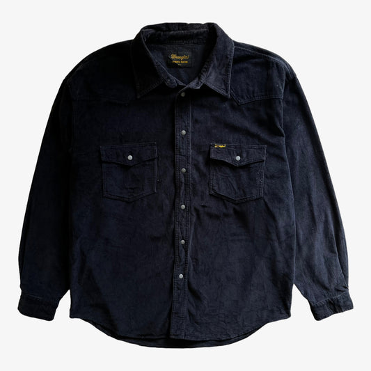 Vintage 90s Mens Wrangler Long Sleeve Navy Corduroy Shirt - Casspios Dream