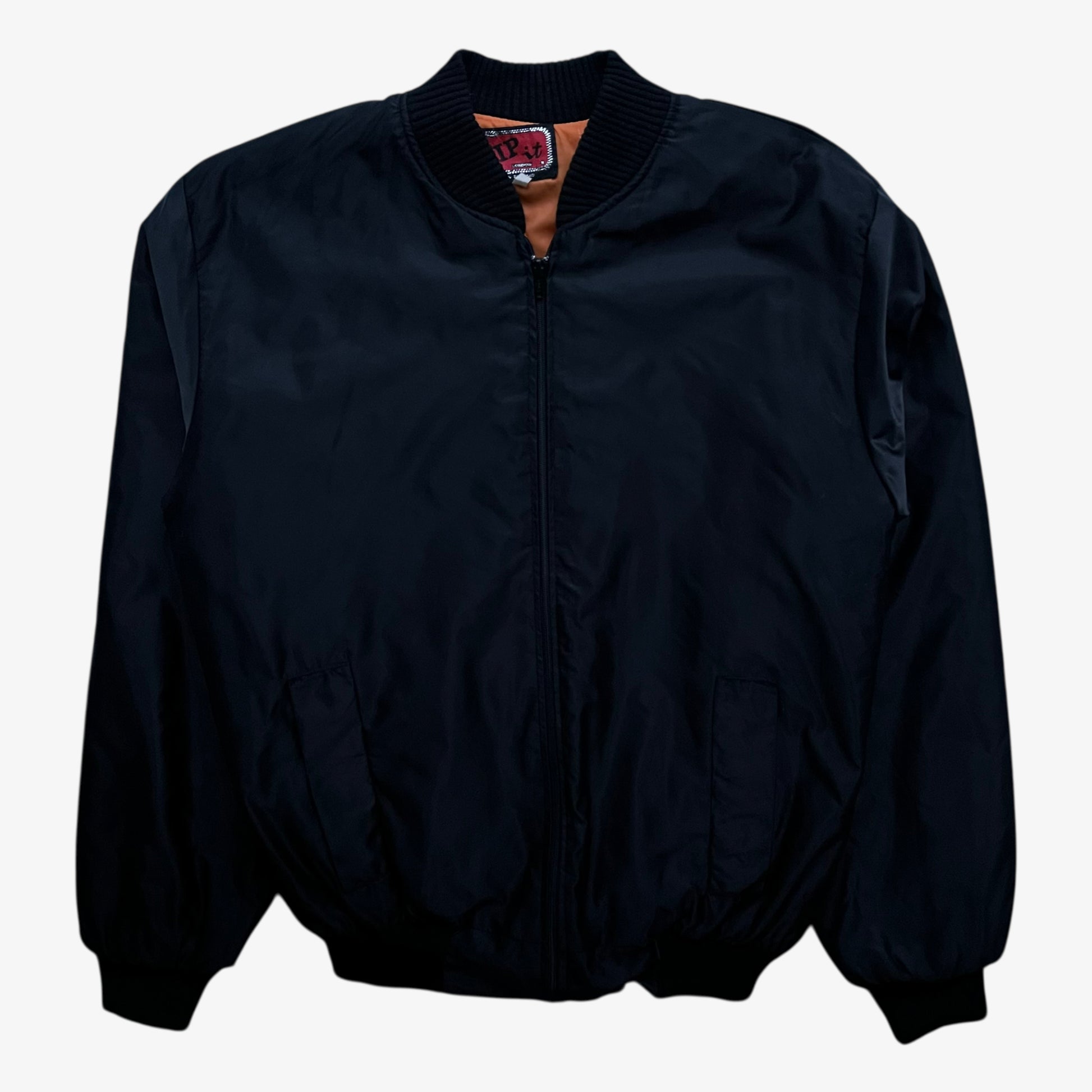 Vintage 90s men's Zip It black panther print bomber jacket.