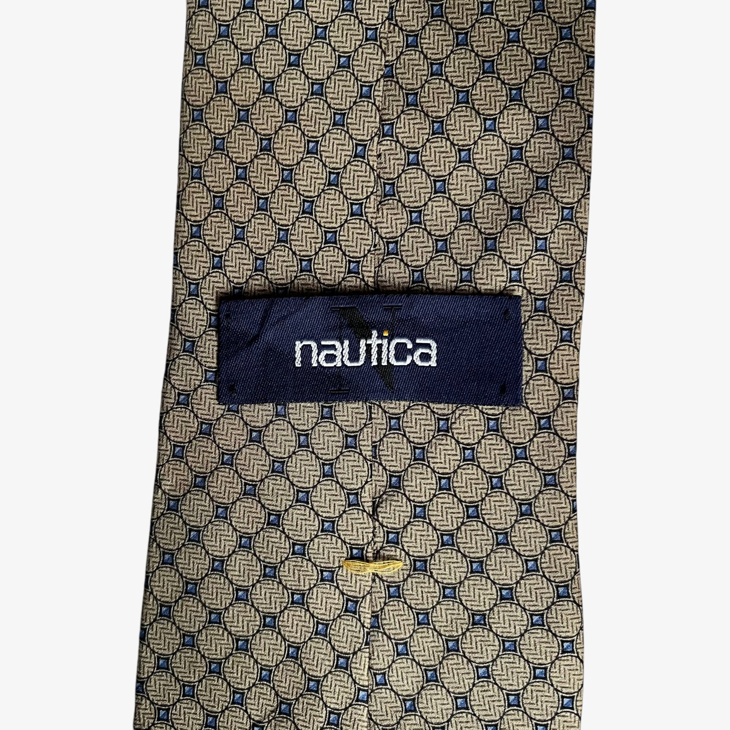 Vintage 90s Nautica Geometric Print Silk Tie Label - Casspios Dream