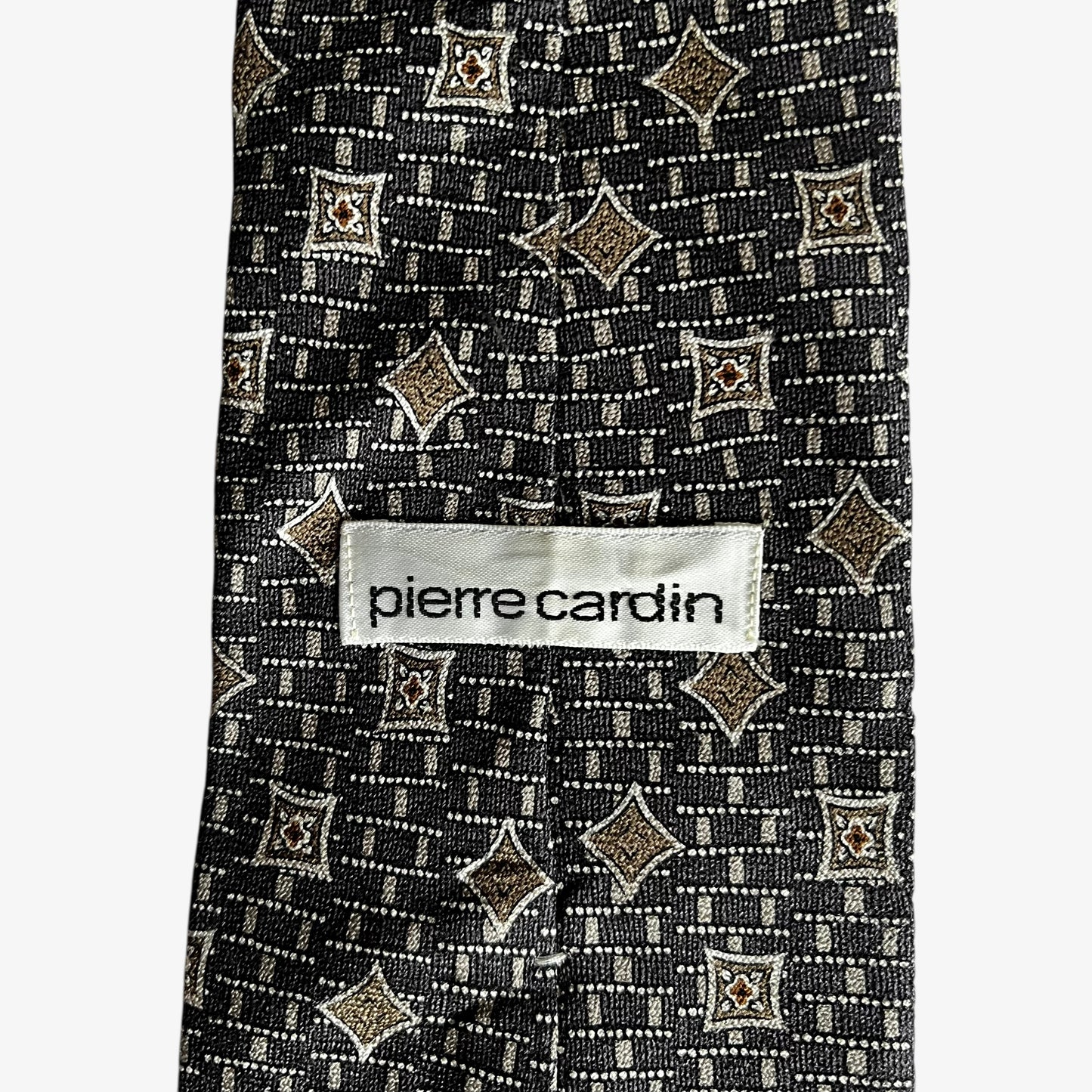 Vintage 90s Pierre Cardin Abstract Geometric Print Silk Tie Label - Casspios Dream