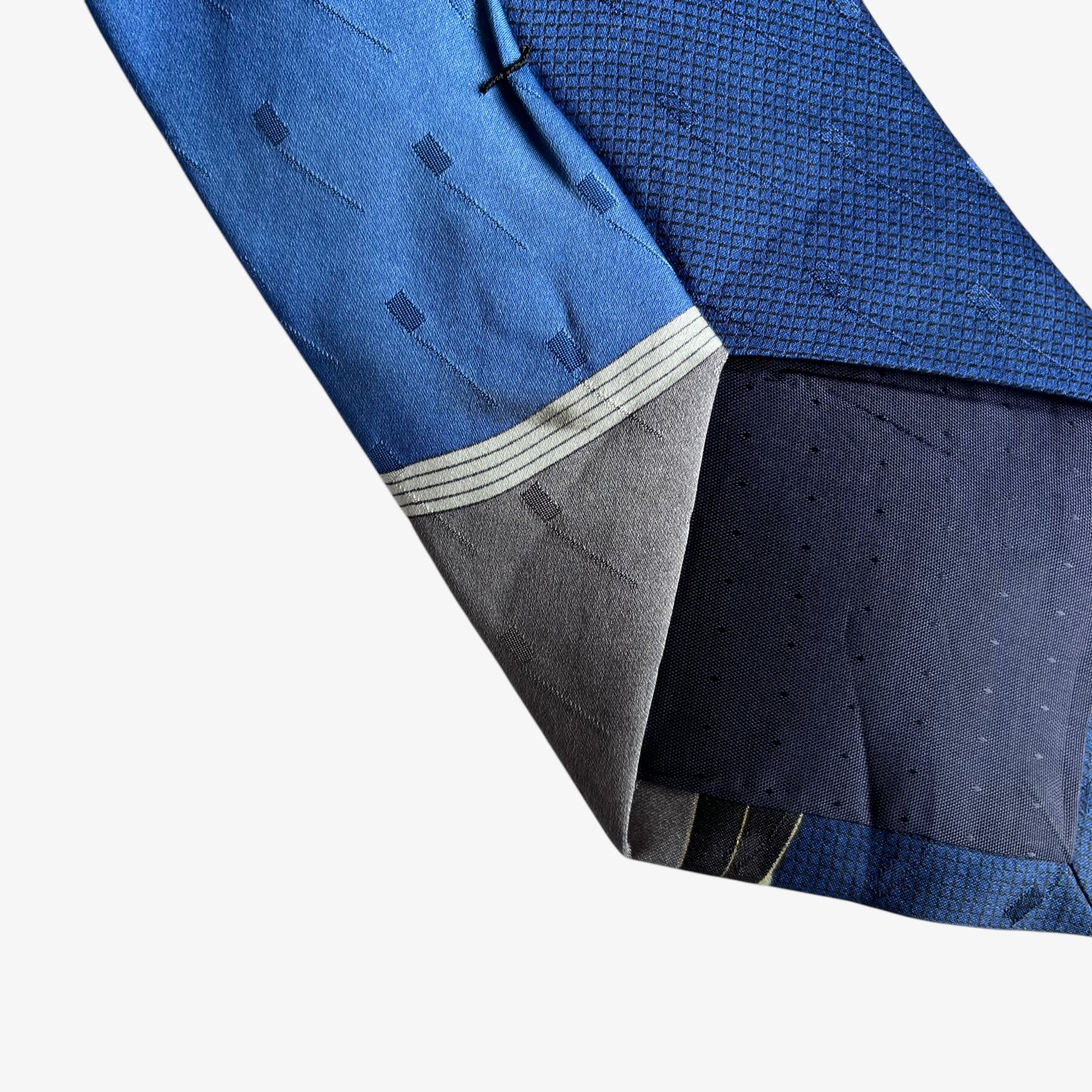 Vintage 90s Pierre Cardin Abstract Swirl Print Blue Silk Tie Back - Casspios Dream
