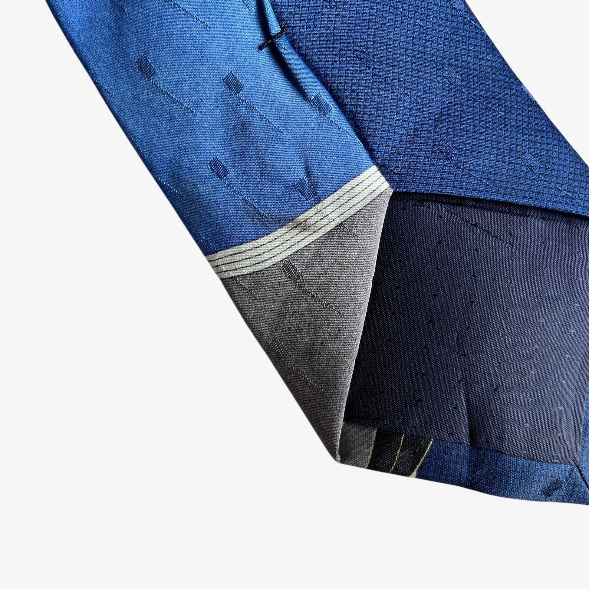 Vintage 90s Pierre Cardin Abstract Swirl Print Blue Silk Tie Back - Casspios Dream