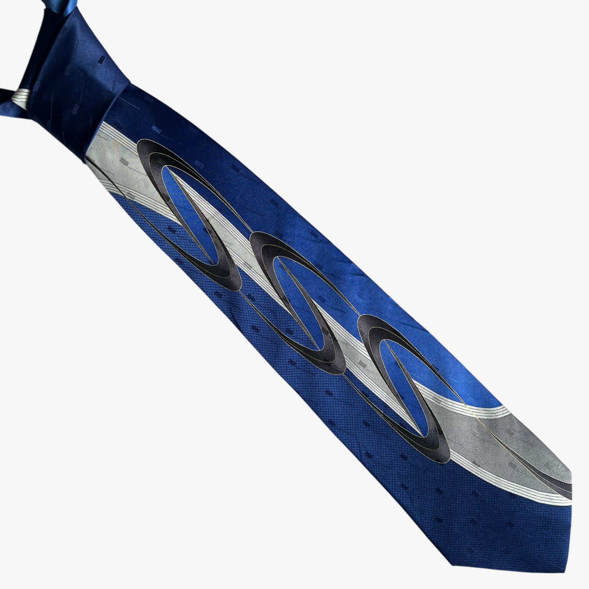 Vintage 90s Pierre Cardin Abstract Swirl Print Blue Silk Tie - Casspios Dream