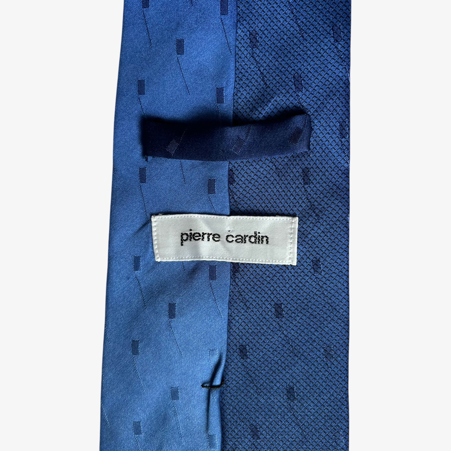 Vintage 90s Pierre Cardin Abstract Swirl Print Blue Silk Tie Label - Casspios Dream
