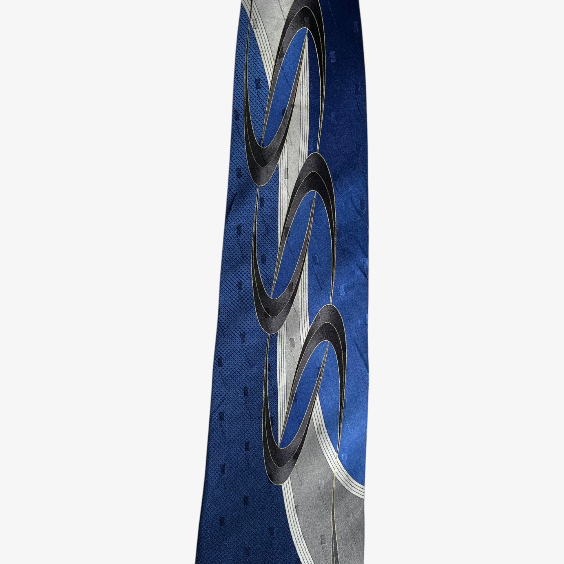 Vintage 90s Pierre Cardin Abstract Swirl Print Blue Silk Tie Wear - Casspios Dream