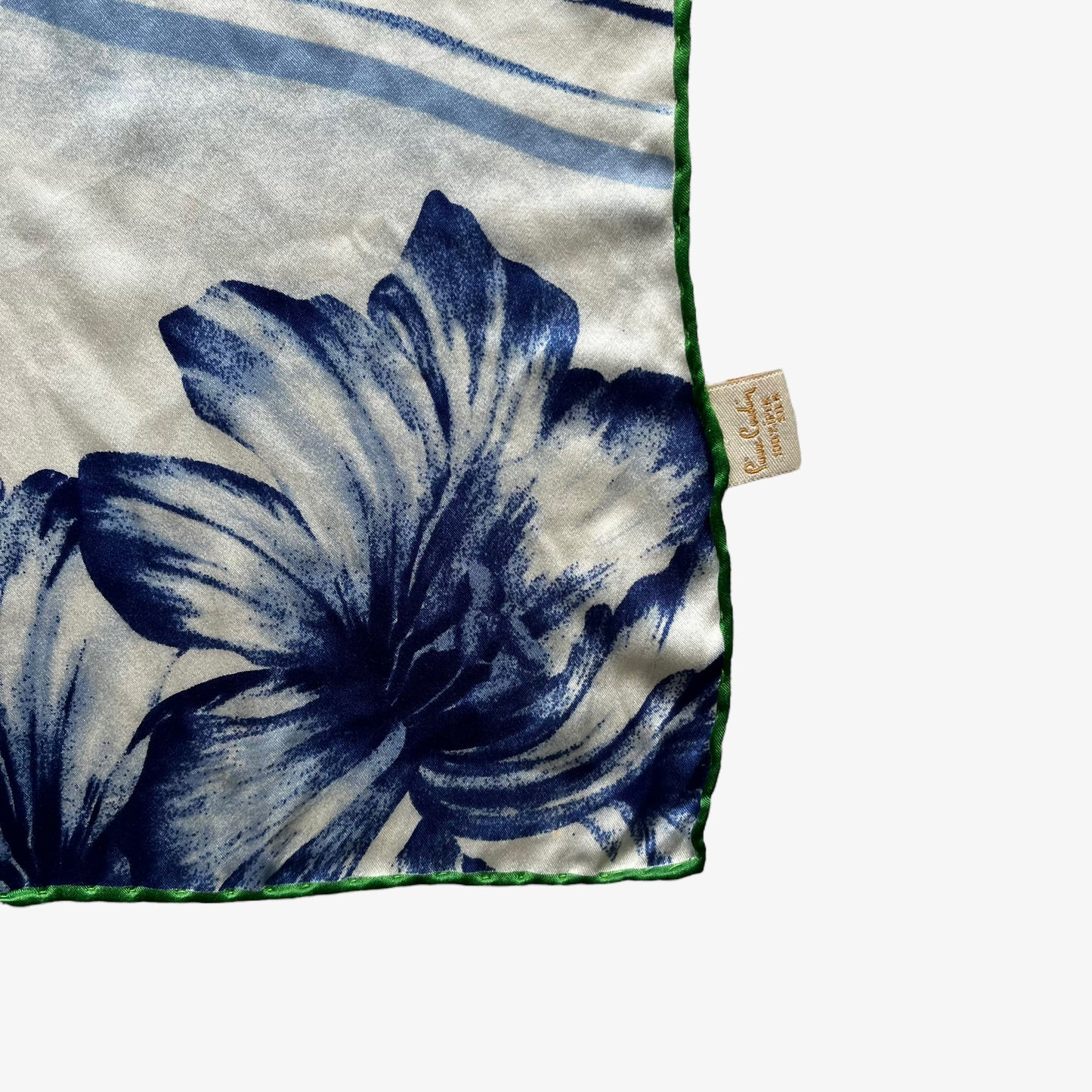 Pierre Cardin label on women's vintage 90s colourful floral and fruit print silk scarf.