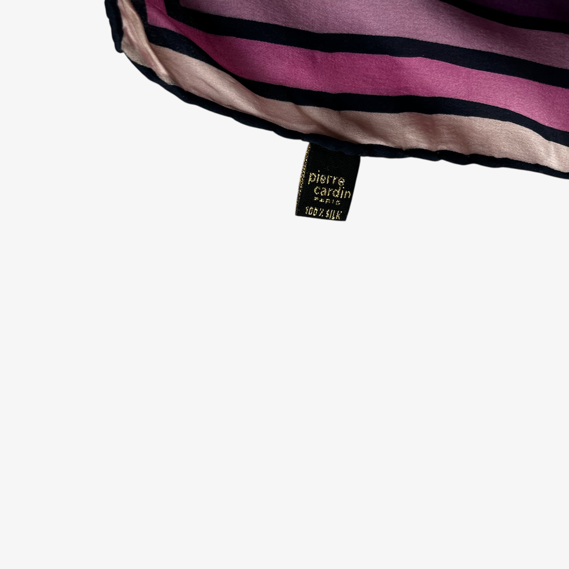 Pierre Cardin label of women's vintage 90s colourful abstract striped print silk scarf.