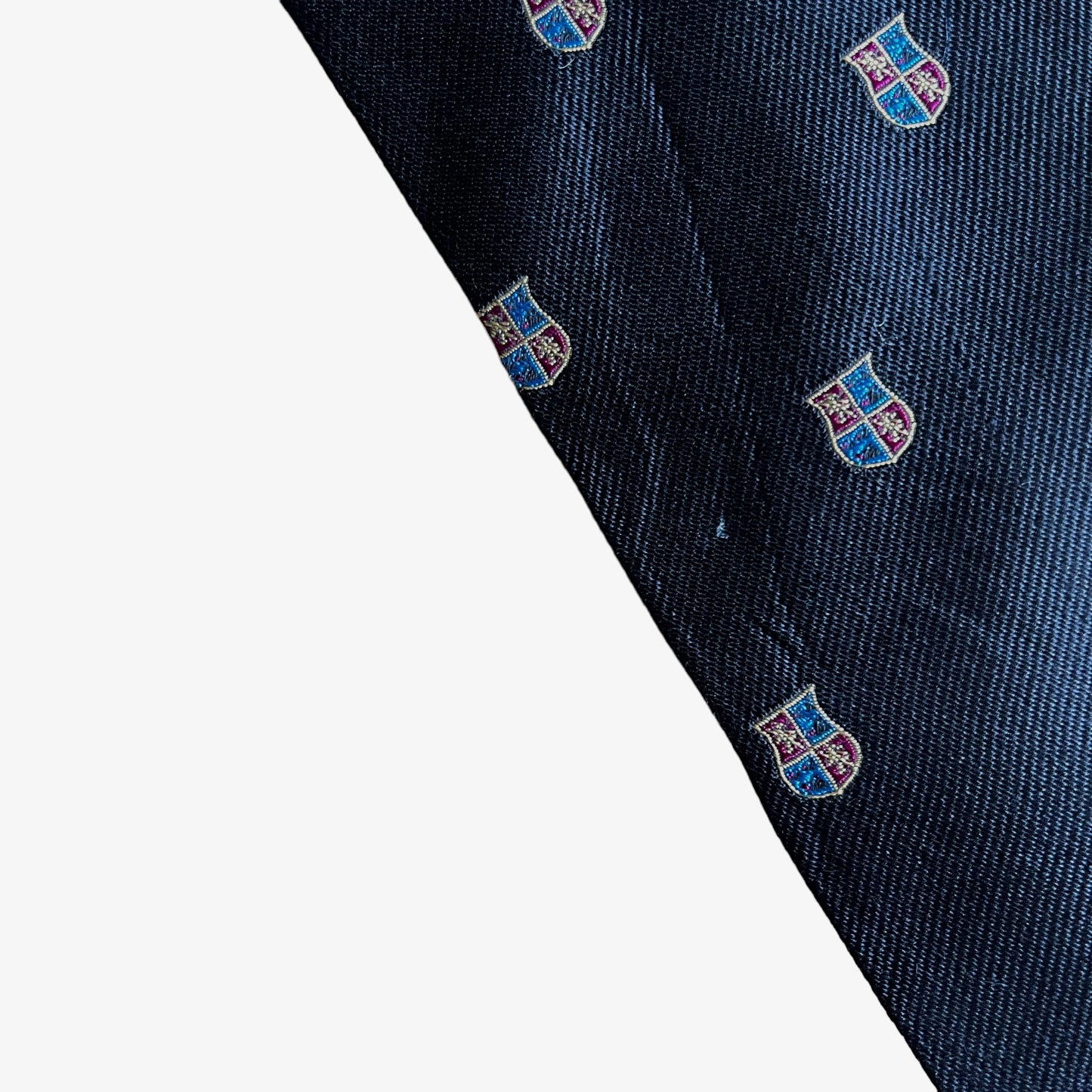 Vintage 90s Polo Ralph Lauren Geometric University Crest Print Black Silk Tie Wear - Casspios Dream