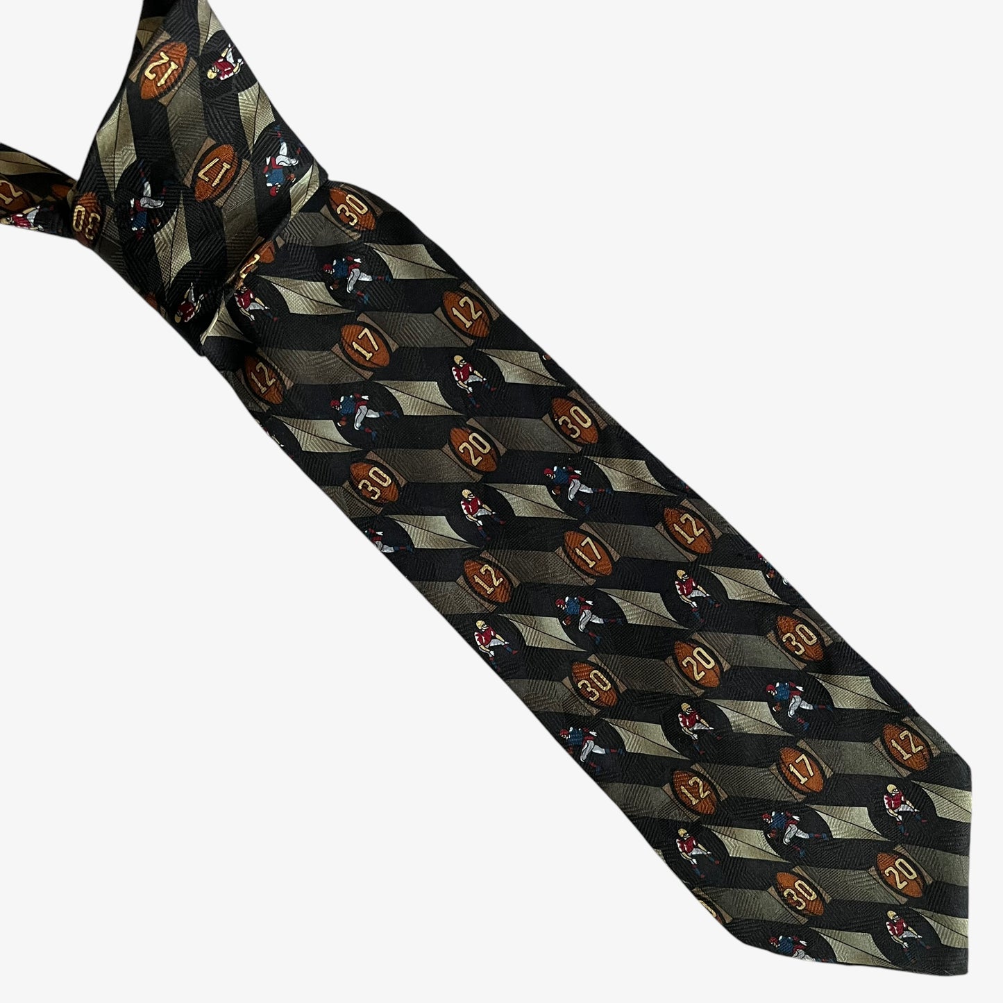 Vintage 90s Quote Me Knute Rockne American Football Print Silk Tie - Casspios Dream