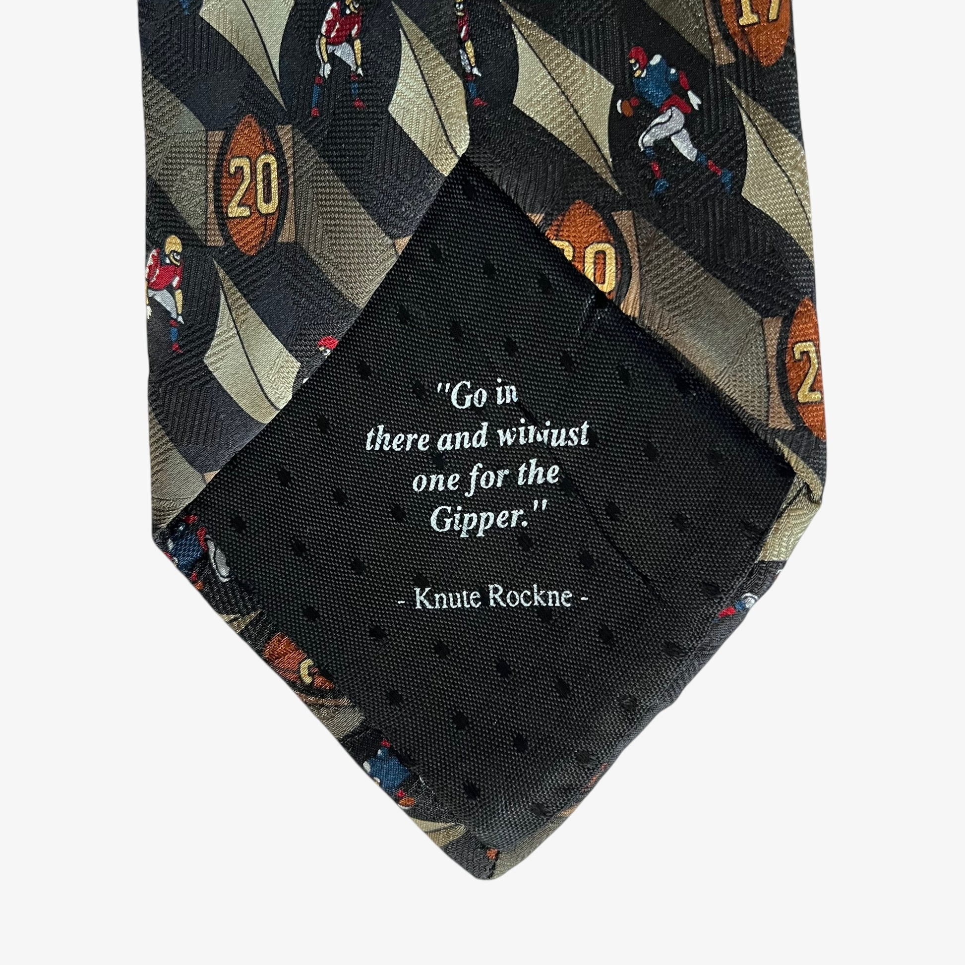 Vintage 90s Quote Me Knute Rockne American Football Print Silk Tie Logo - Casspios Dream
