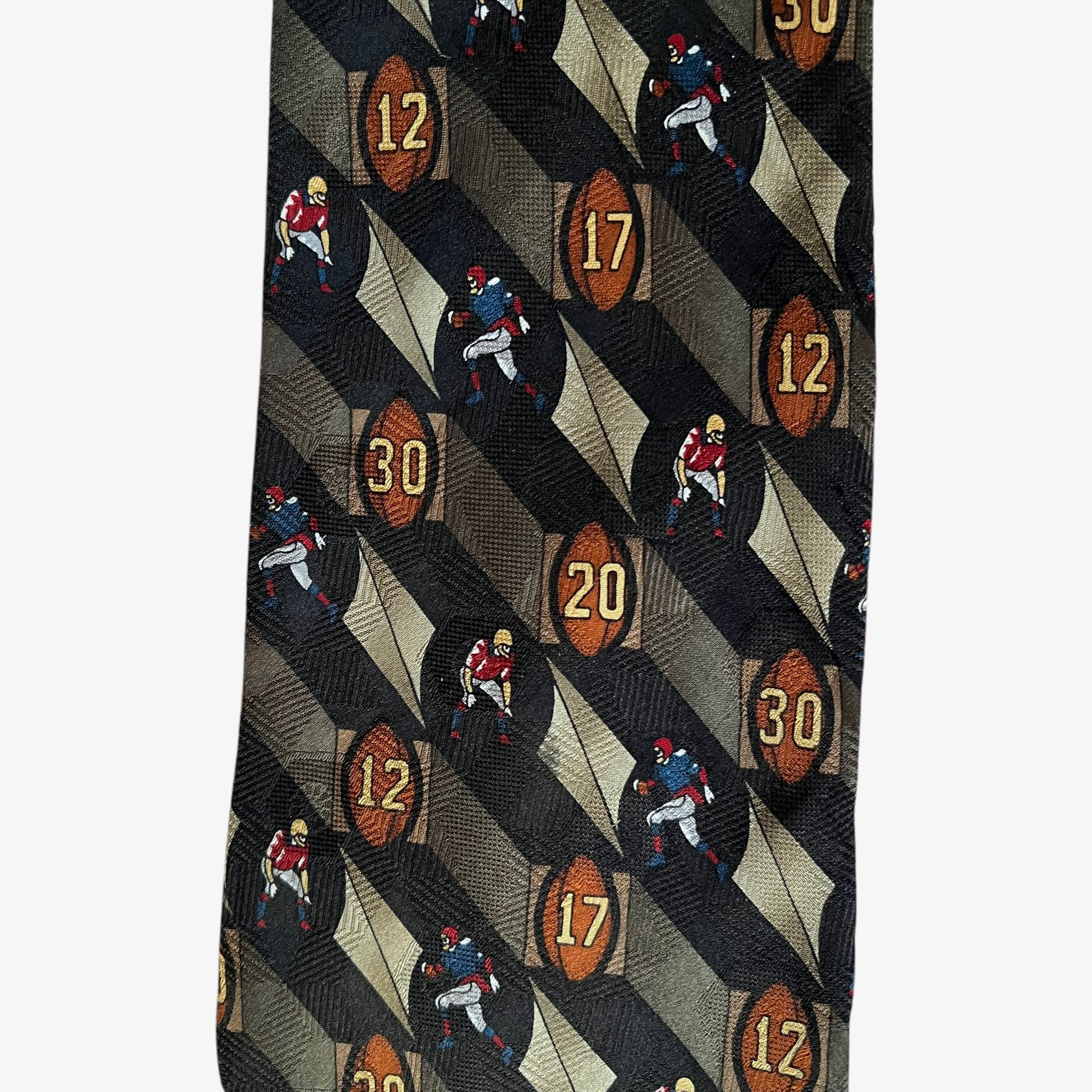 Vintage 90s Quote Me Knute Rockne American Football Print Silk Tie Novelty - Casspios Dream