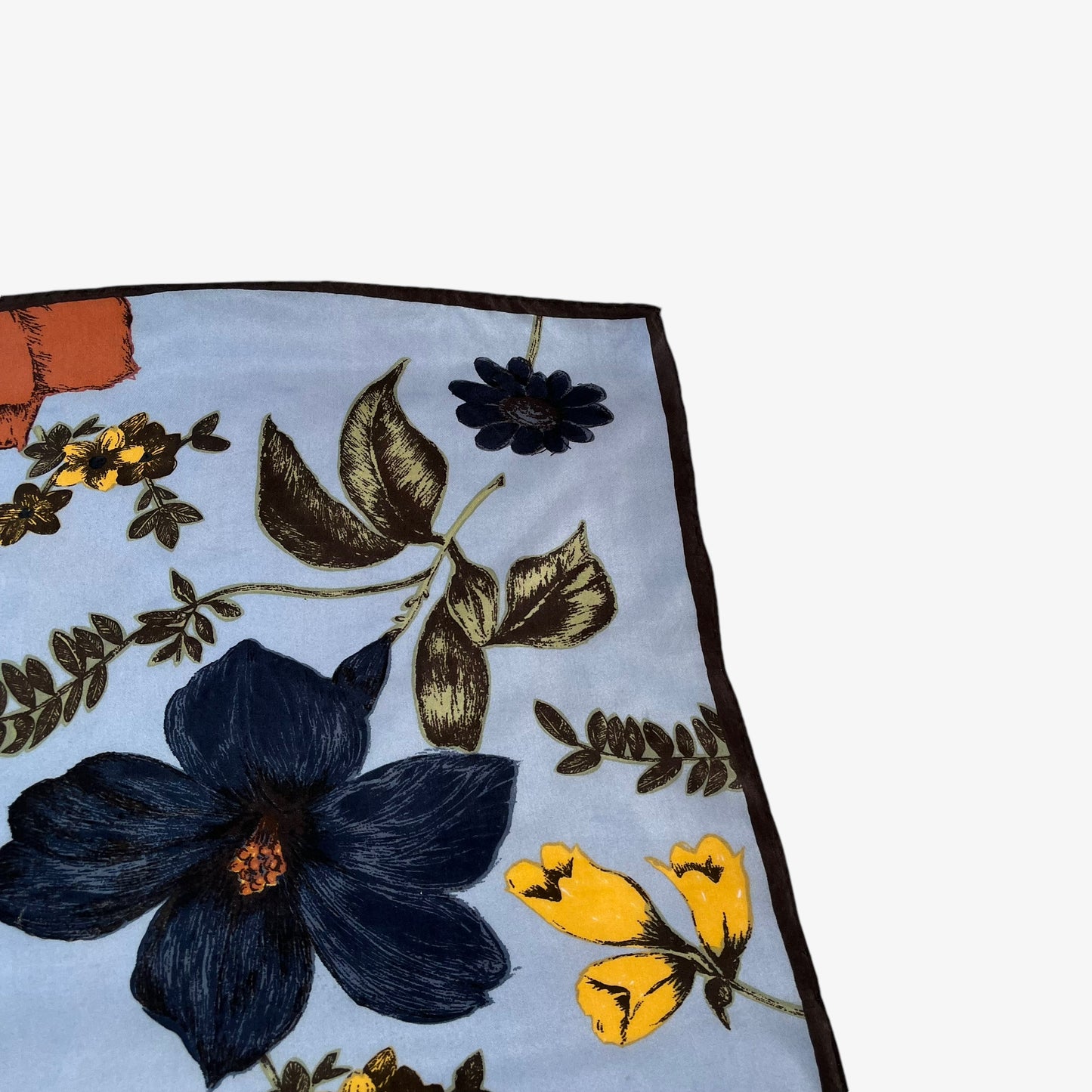 Vintage 90s S.Oliver Colourful Floral Print Blue Silk Scarf Fade - Casspios Dream
