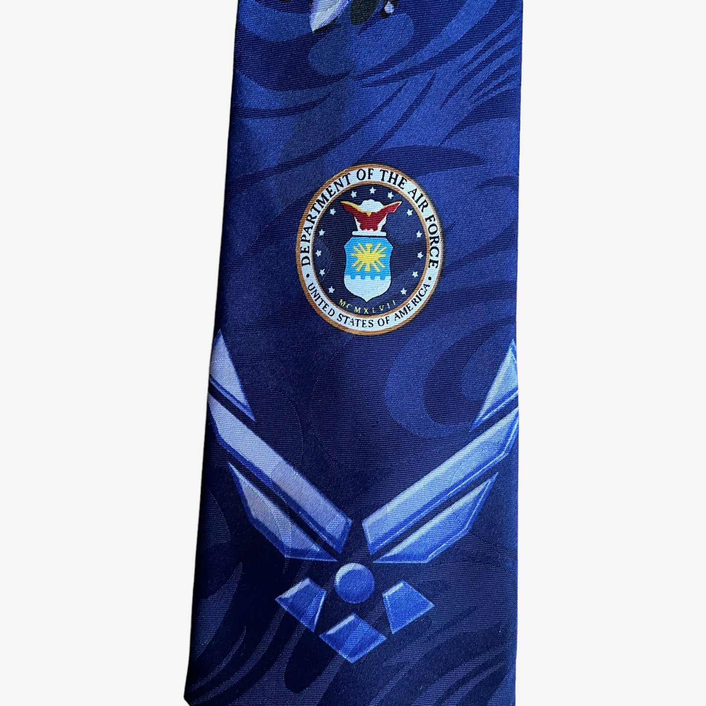 Vintage 90s Steven Harris United States Of American Air Force Polyester Tie USA - Casspios Dream