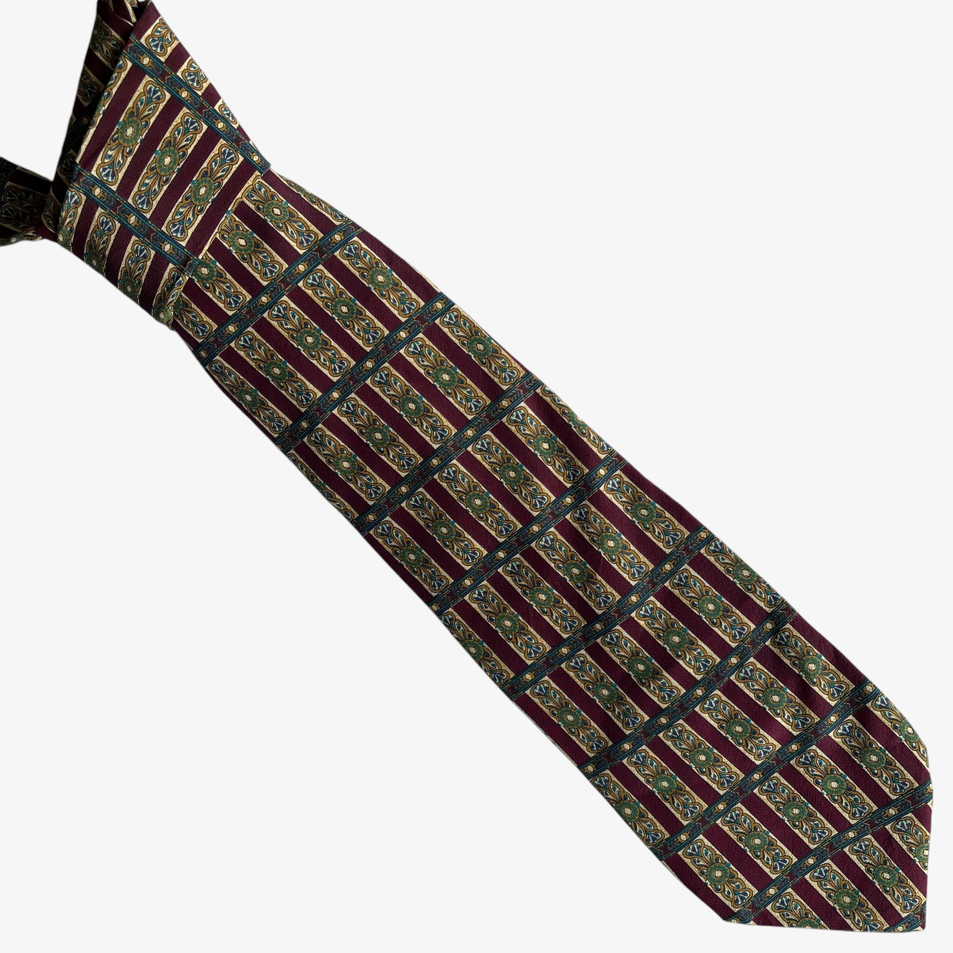 Vintage 90s The Metropolitan Museum Of Art Abstract Geometric Print Red Silk Tie - Casspios Dream