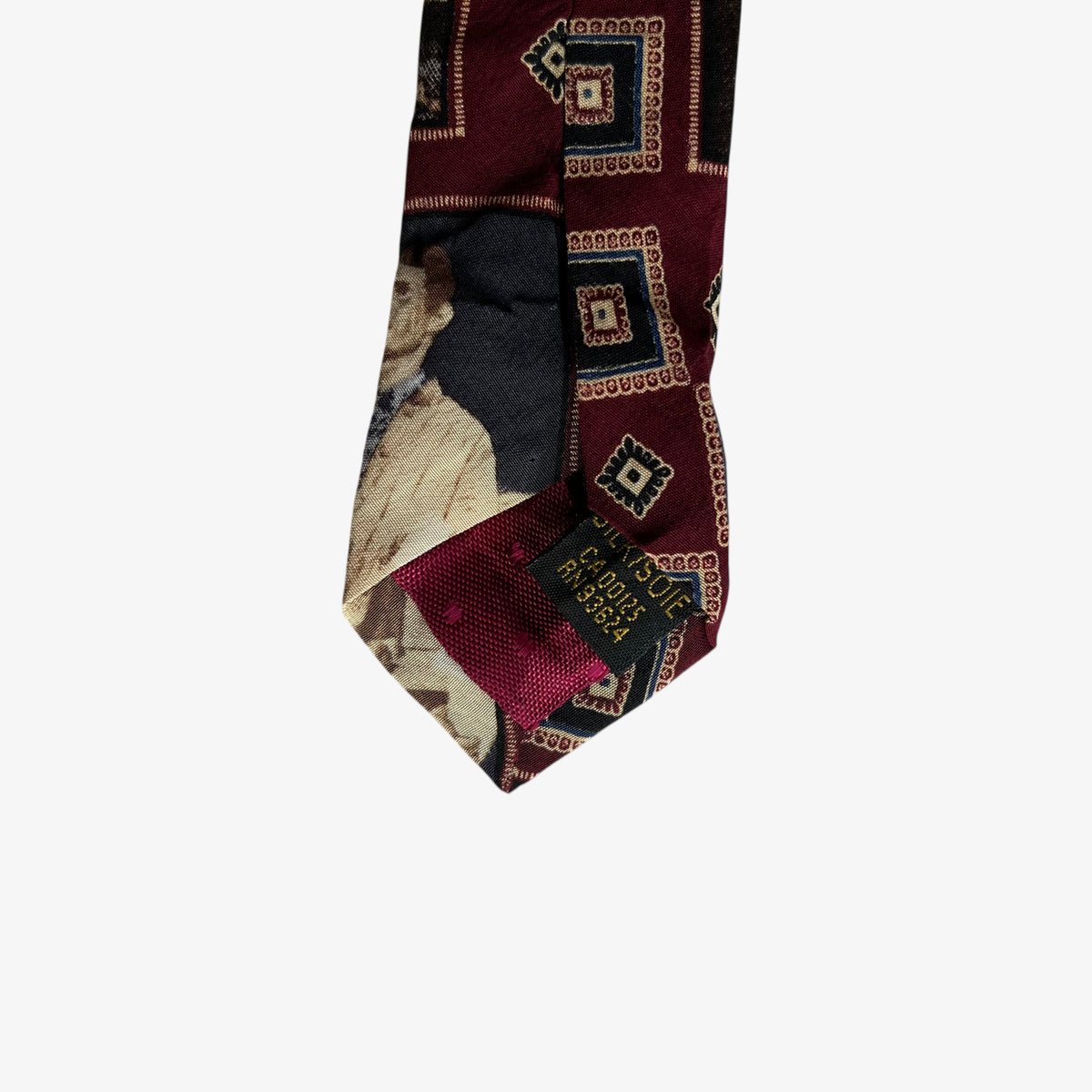 Vintage 90s The Saturday Evening Post Geometric Print Red Silk Tie Tag - Casspios Dream