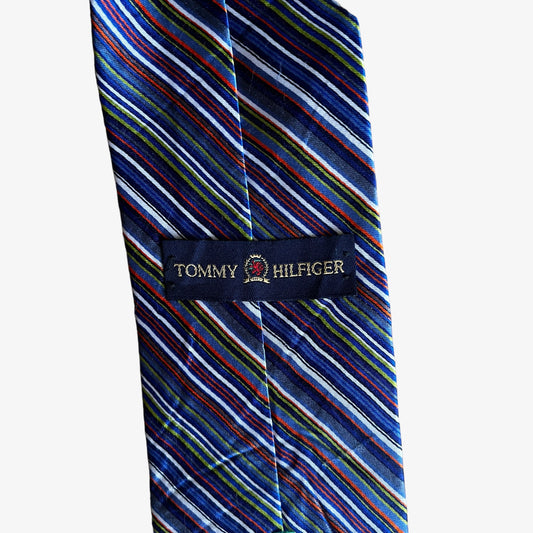 Vintage 90s Tommy Hilfiger Colourful Rainbow Striped Silk Tie Label - Casspios Dream