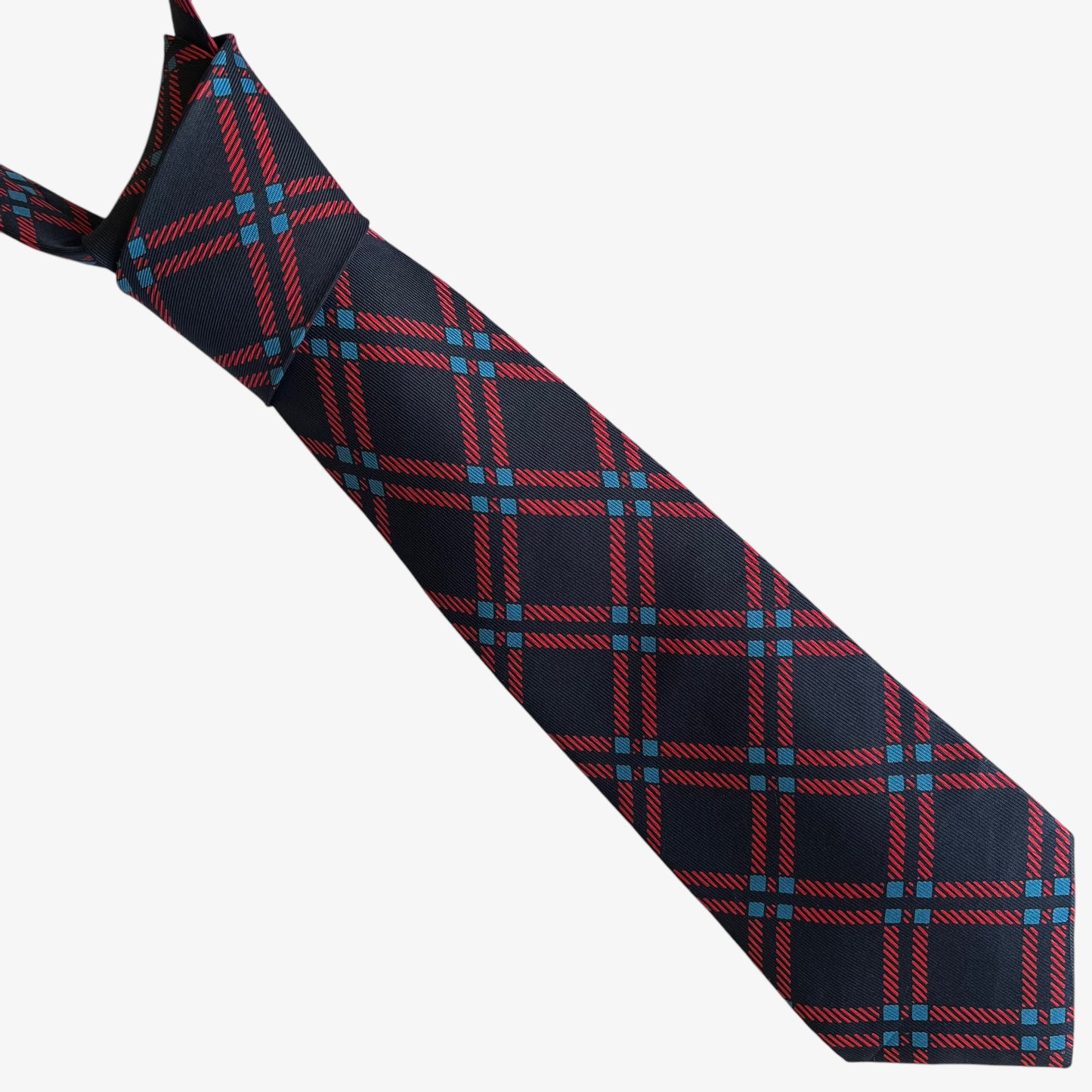 Vintage 90s Turnbull And Asser Navy And Red Tartan Print Silk Tie - Casspios Dream
