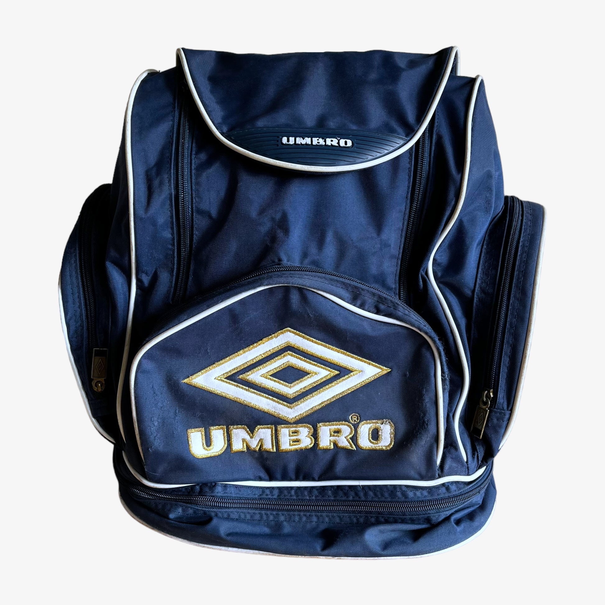 Vintage 90s Umbro Sports Big Blue Backpack Featuring An Embroidered Spell Out Logo - Casspios Dream