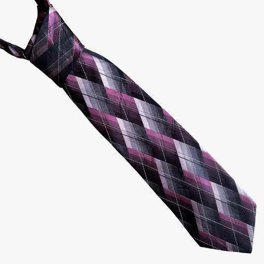 Vintage 90s Van Heusen Purple Tartan Print Silk Tie - Casspios Dream