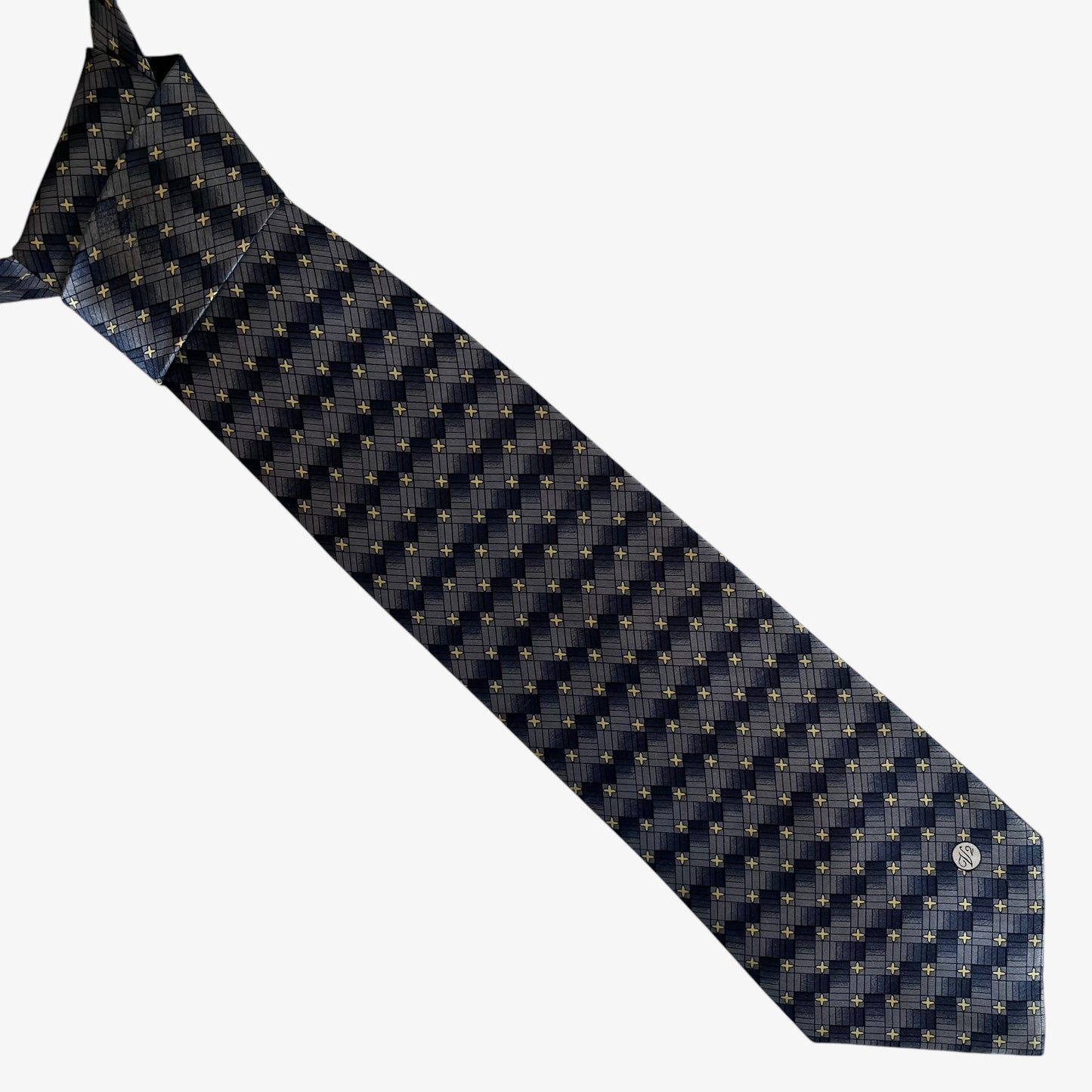 Vintage 90s Versace Classic V2 Geometric Print Silk Tie - Casspios Dream