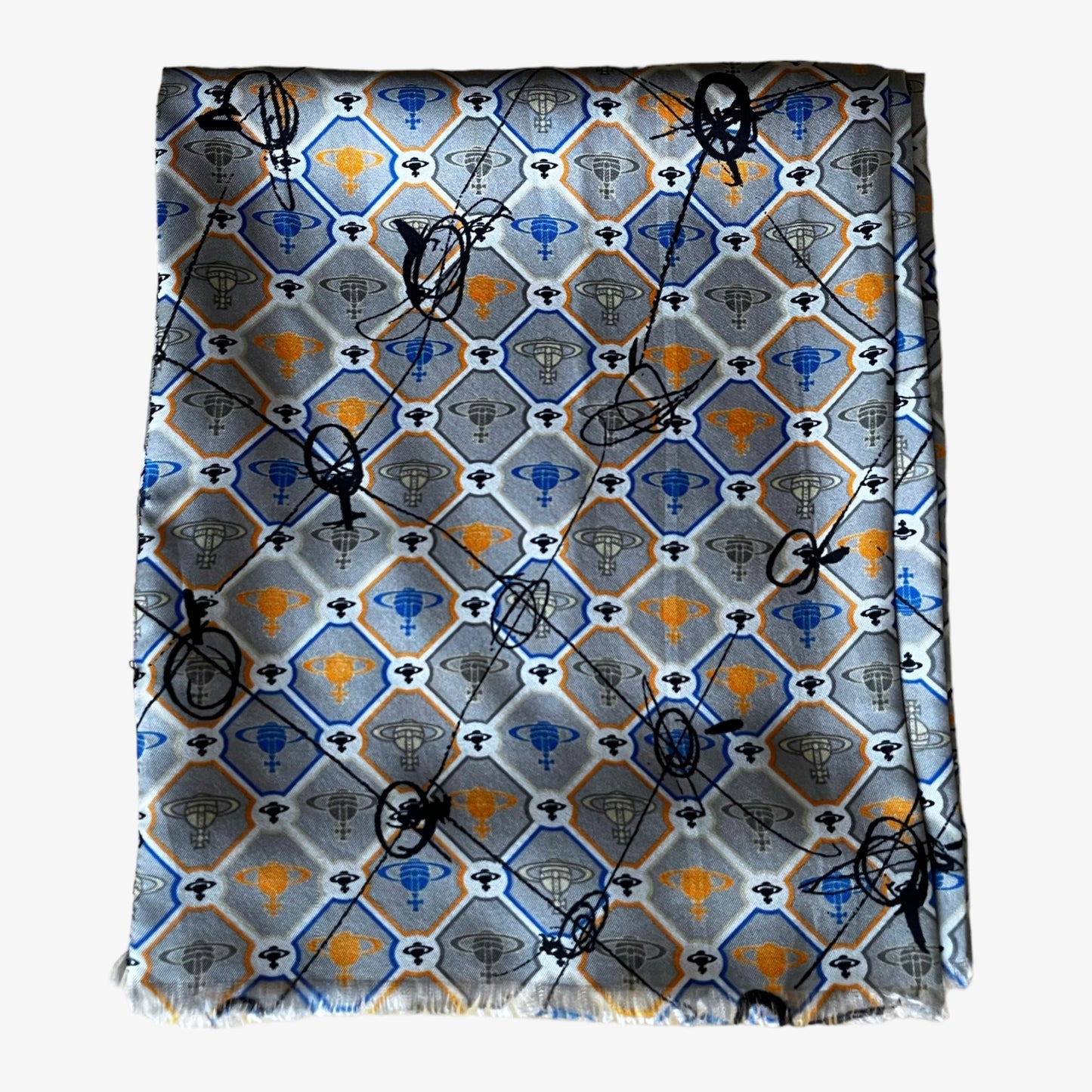 Vintage 90s Vivienne Westwood Abstract Orb Print Silk Scarf - Casspios Dream