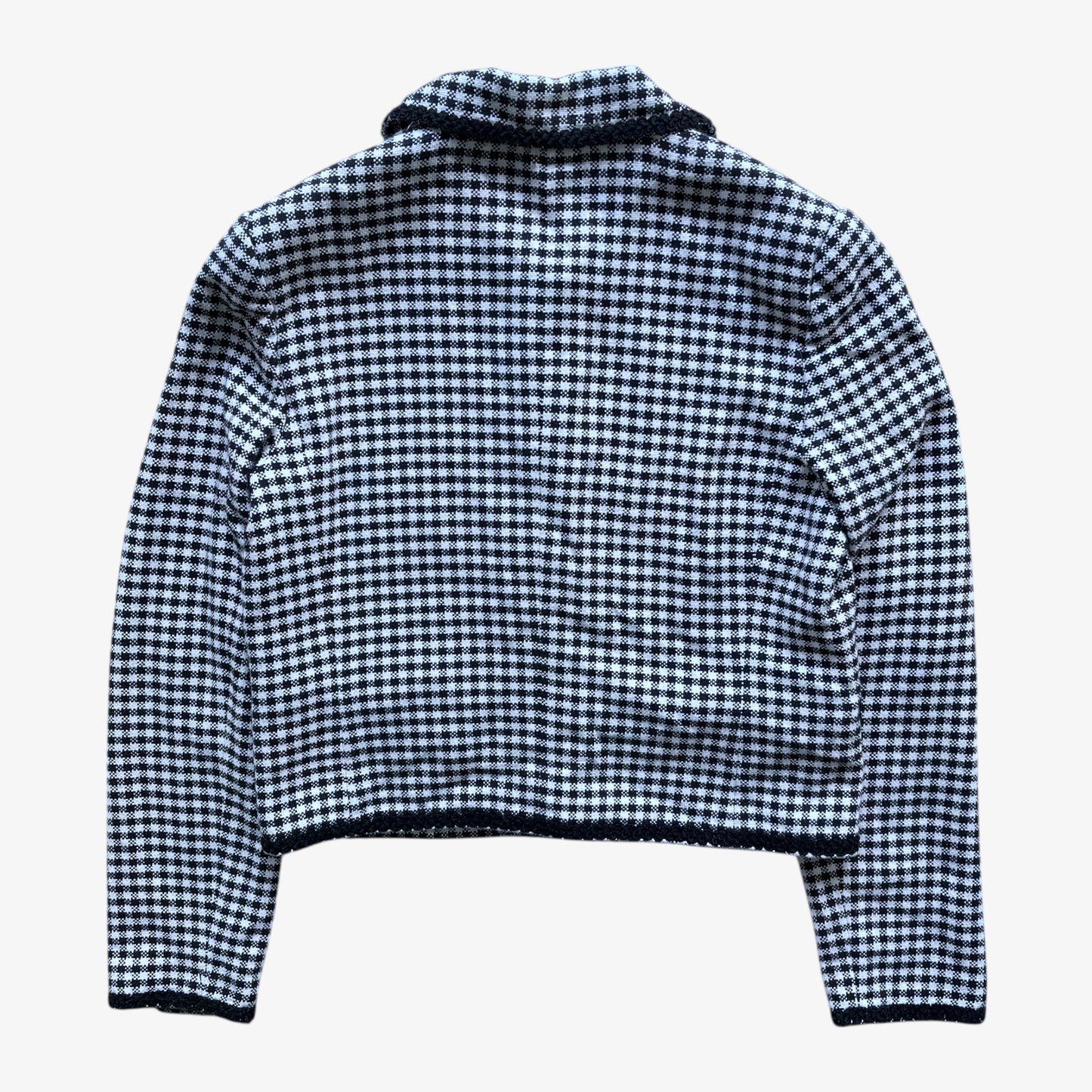 Vintage 90s Womens Georges Rech Dogtooth Print Knitted Jacket Back - Casspios Dream