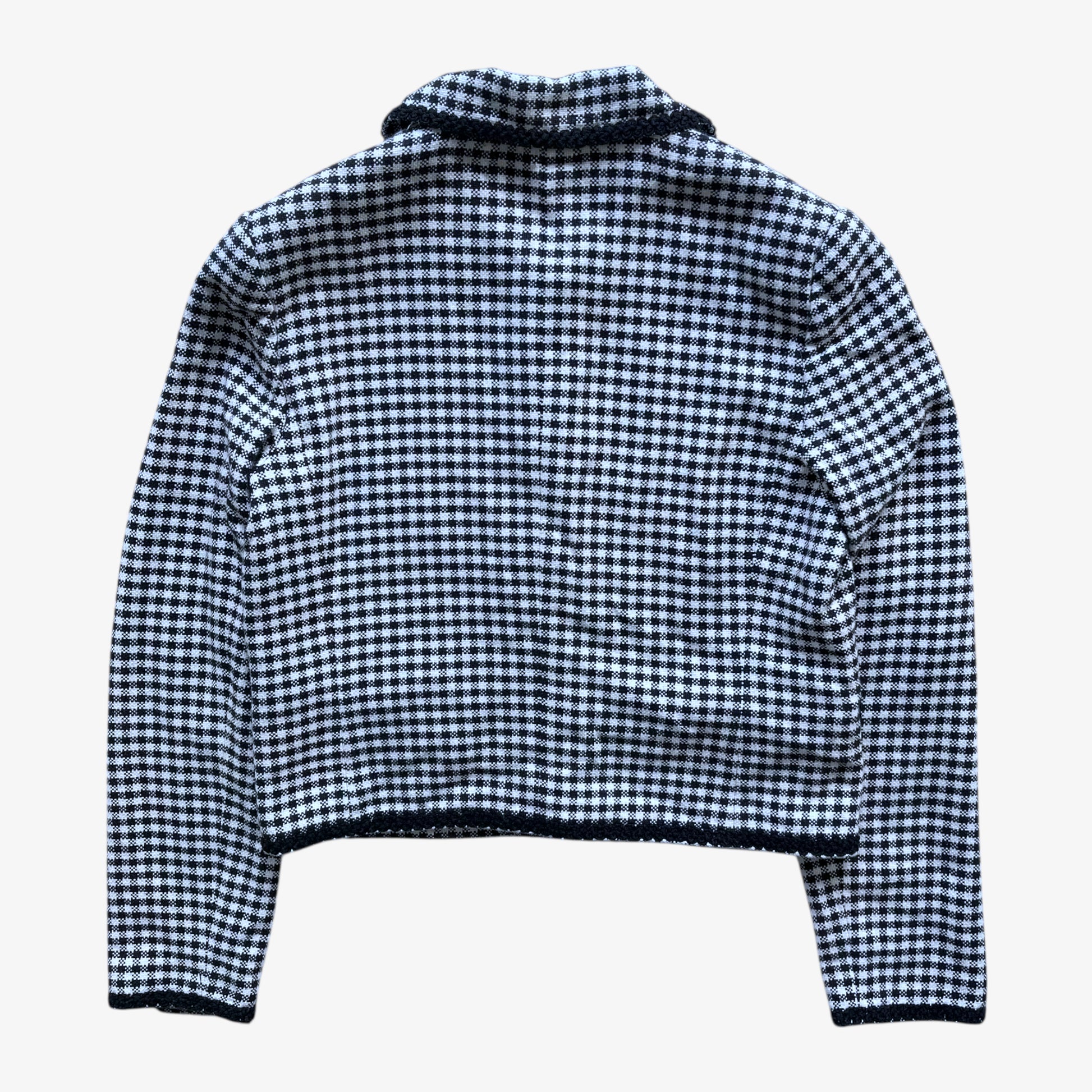 Vintage 90s Womens Georges Rech Dogtooth Print Knitted Jacket Back - Casspios Dream