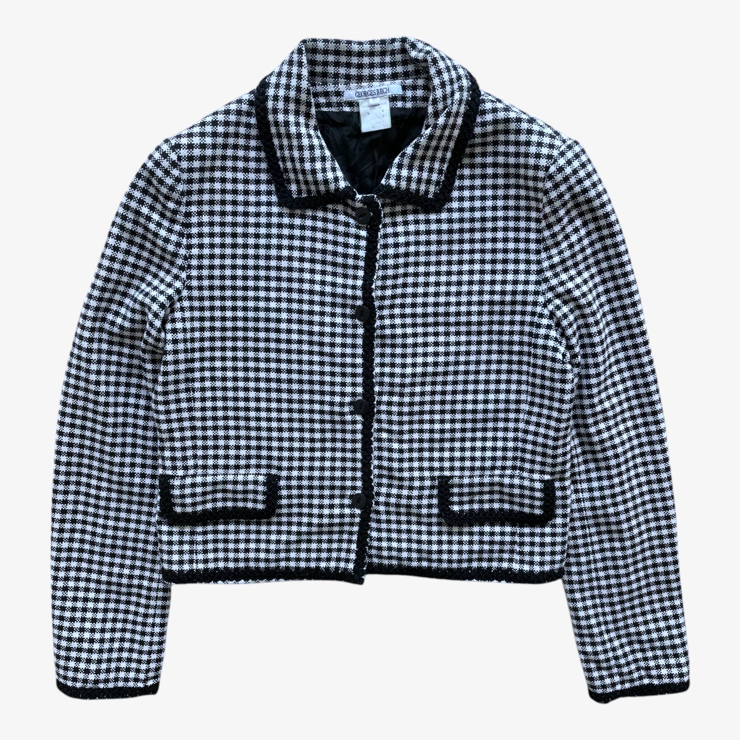 Vintage 90s Womens Georges Rech Dogtooth Print Knitted Jacket - Casspios Dream