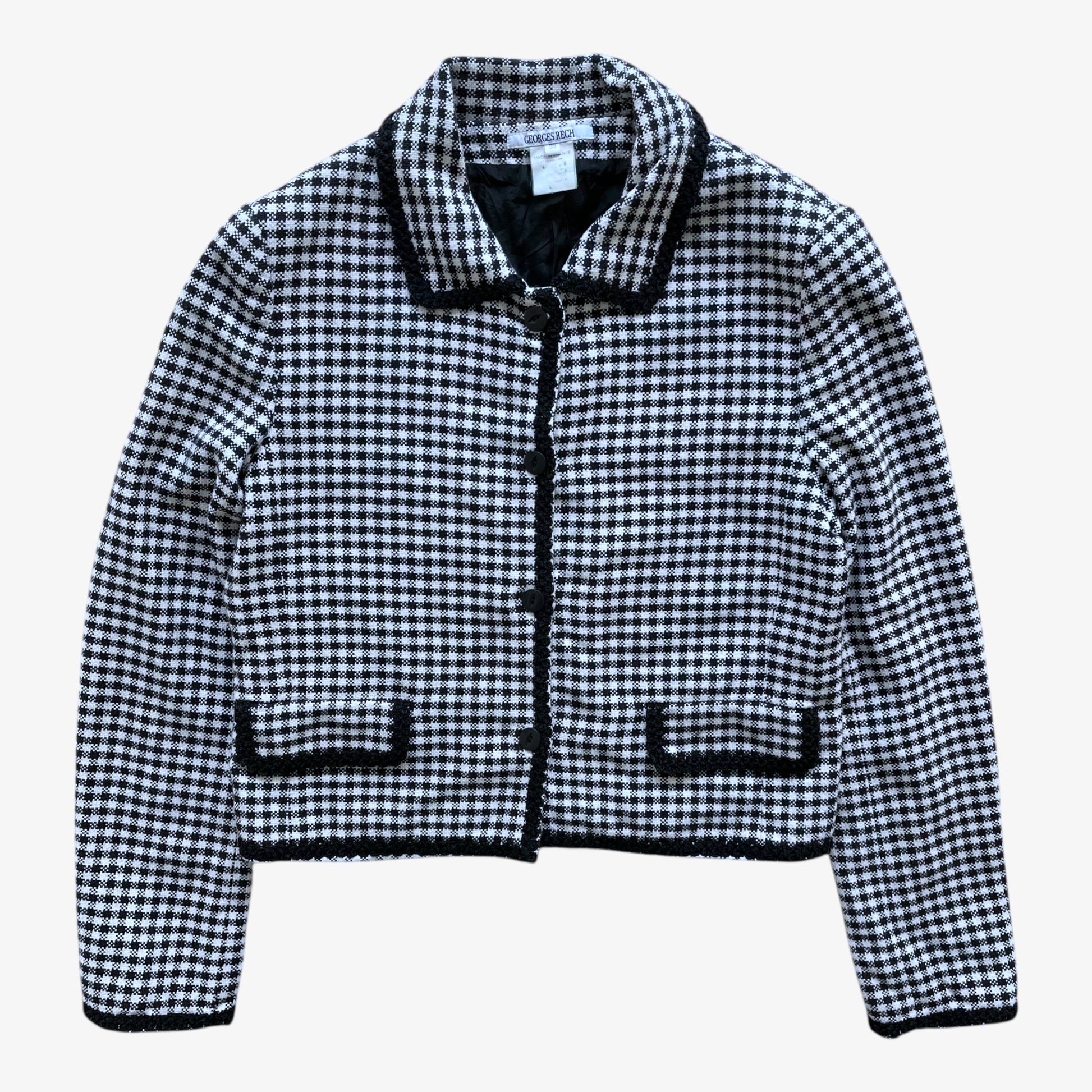 Vintage 90s Womens Georges Rech Dogtooth Print Knitted Jacket - Casspios Dream