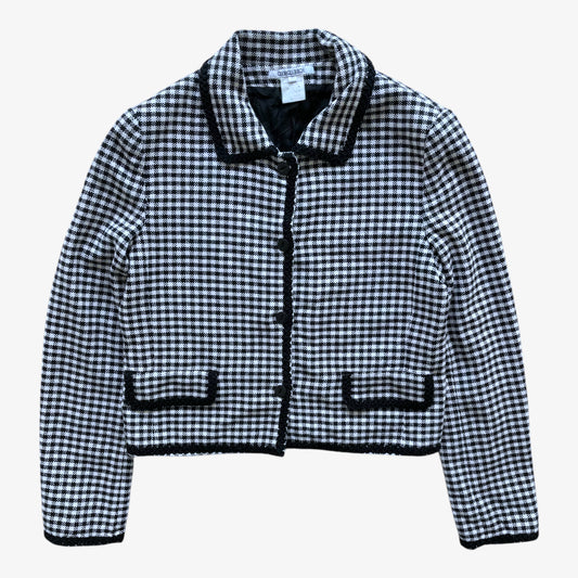 Vintage 90s Womens Georges Rech Dogtooth Print Knitted Jacket - Casspios Dream