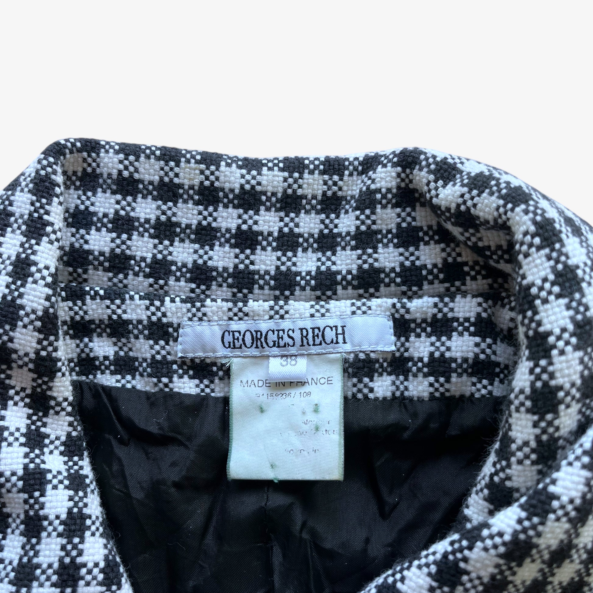 Vintage 90s Womens Georges Rech Dogtooth Print Knitted Jacket Label - Casspios Dream