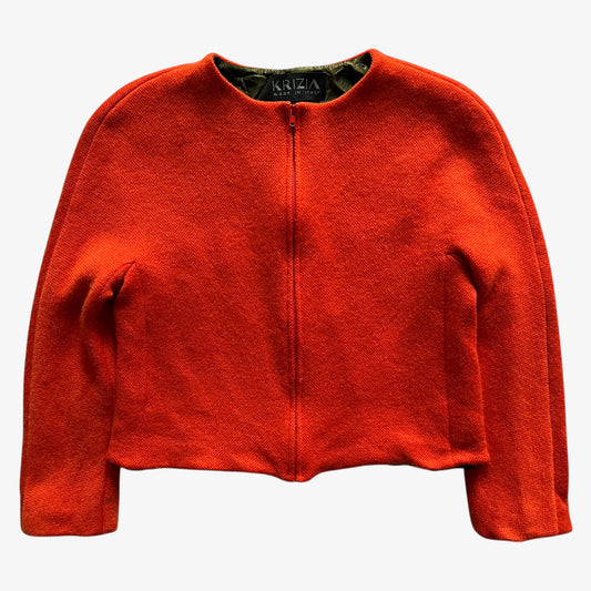 Vintage 90s Womens Krizia Orange Mohair And Wool Blend Knitted Jacket - Casspios Dream