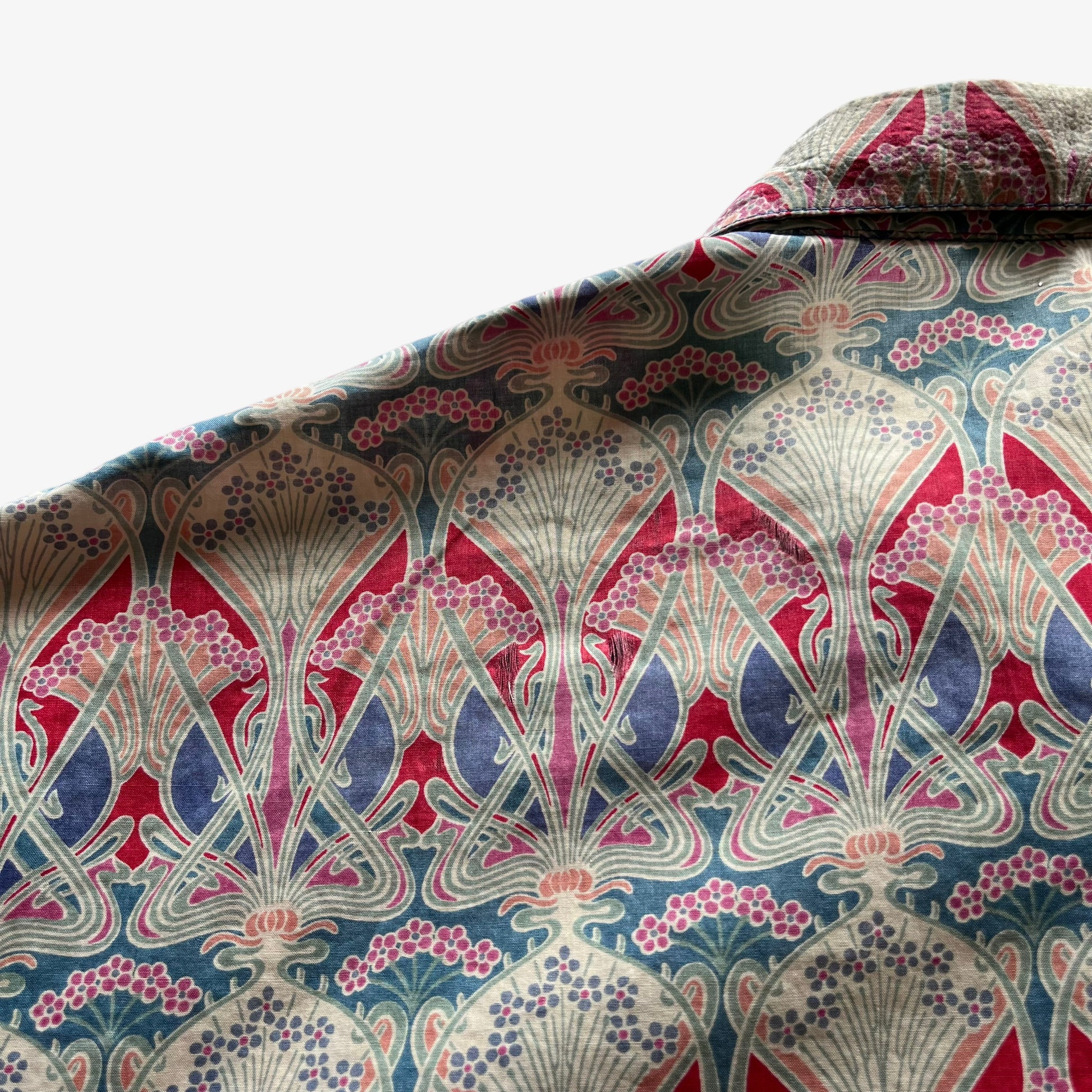 Vintage 90s Womens Liberty London Abstract Print All Cotton Shirt Art Deco - Casspios Dream