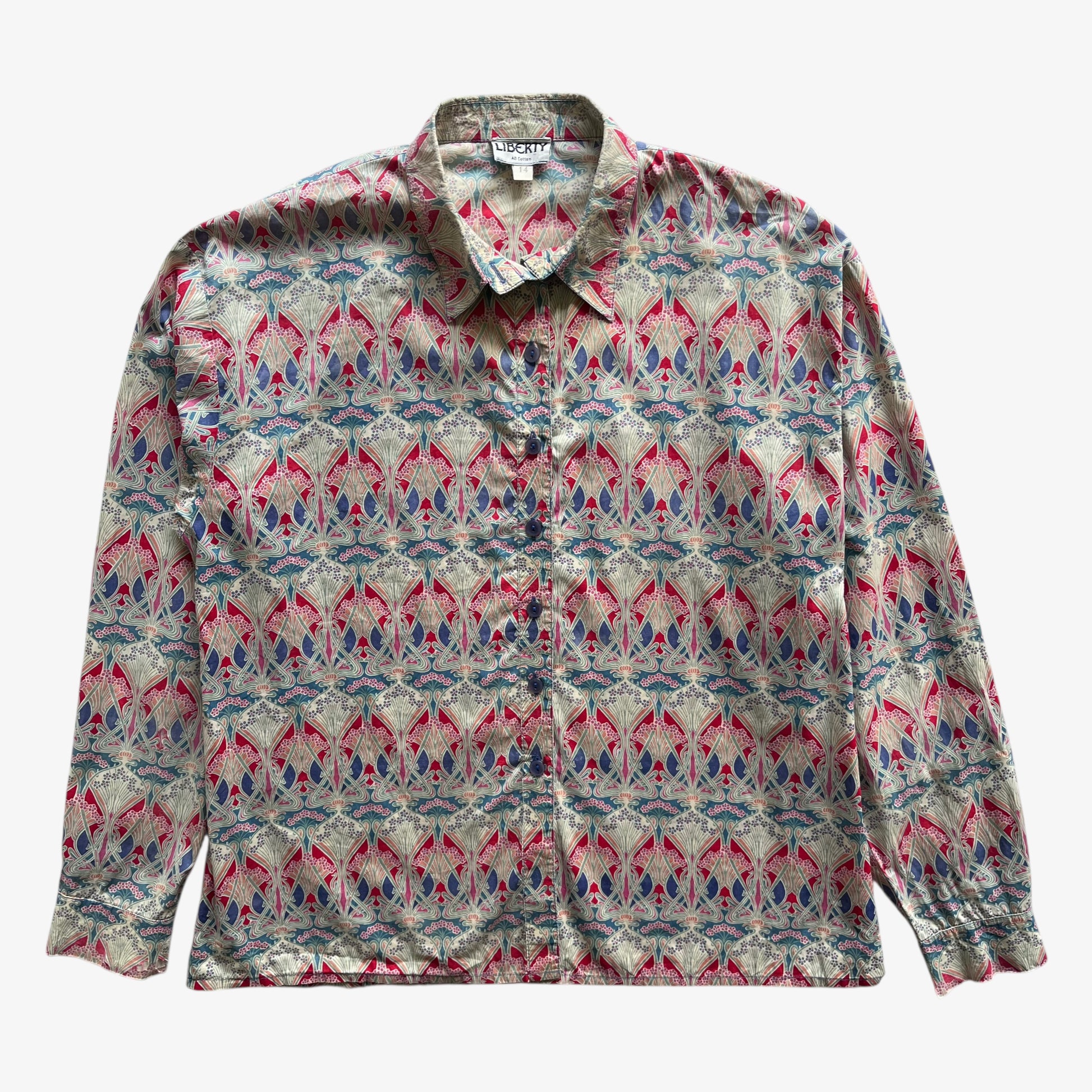Vintage 90s Womens Liberty London Abstract Print All Cotton Shirt - Casspios Dream