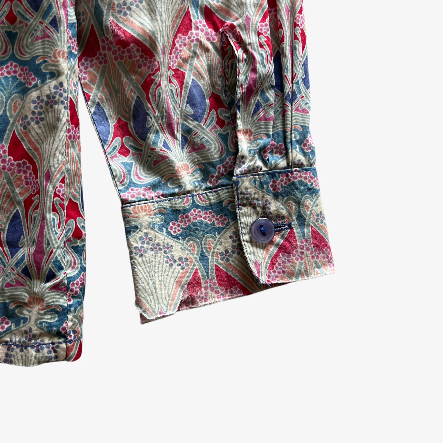 Vintage 90s Womens Liberty London Abstract Print All Cotton Shirt Cuff - Casspios Dream