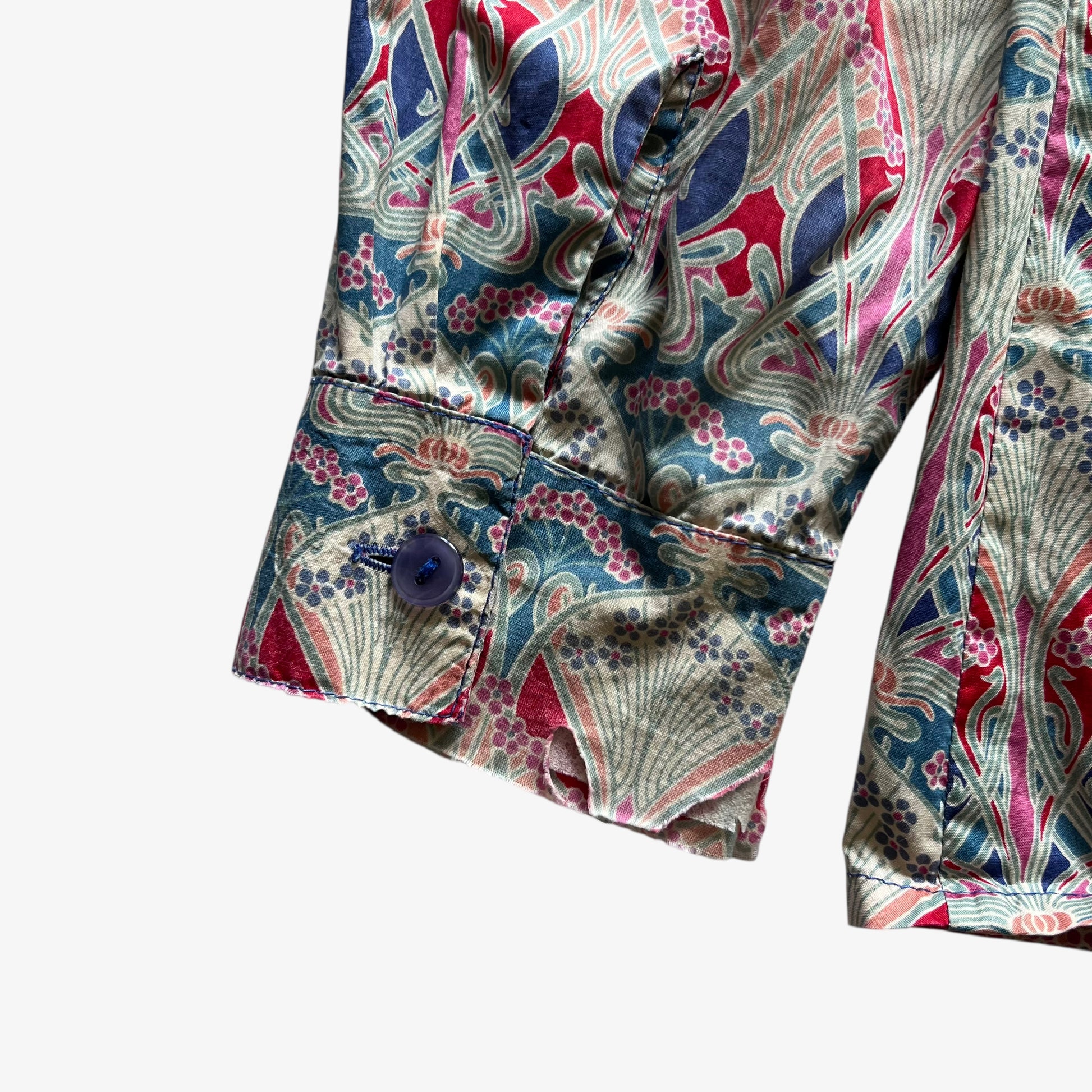 Vintage 90s Womens Liberty London Abstract Print All Cotton Shirt Wear - Casspios Dream