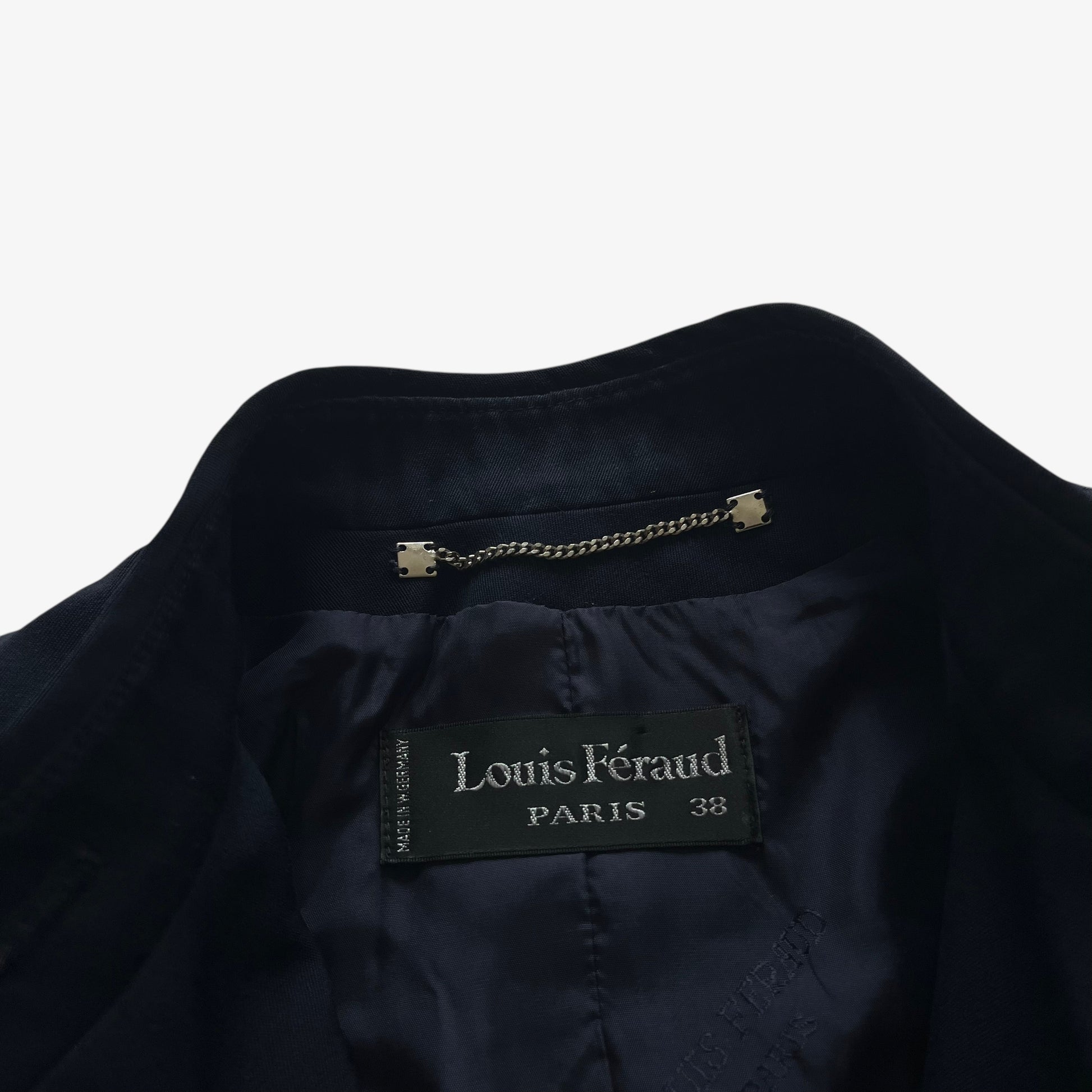 Vintage 90s Womens Louis Feraud Navy Jacket Label - Casspios Dream