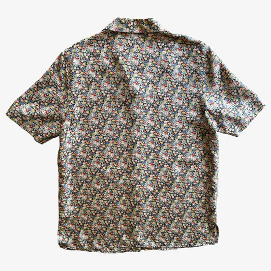 Vintage 90s Womens Marco Pecci Floral Print Short Sleeve Silk Shirt Back - Casspios Dream