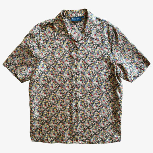 Vintage 90s Womens Marco Pecci Floral Print Short Sleeve Silk Shirt - Casspios Dream